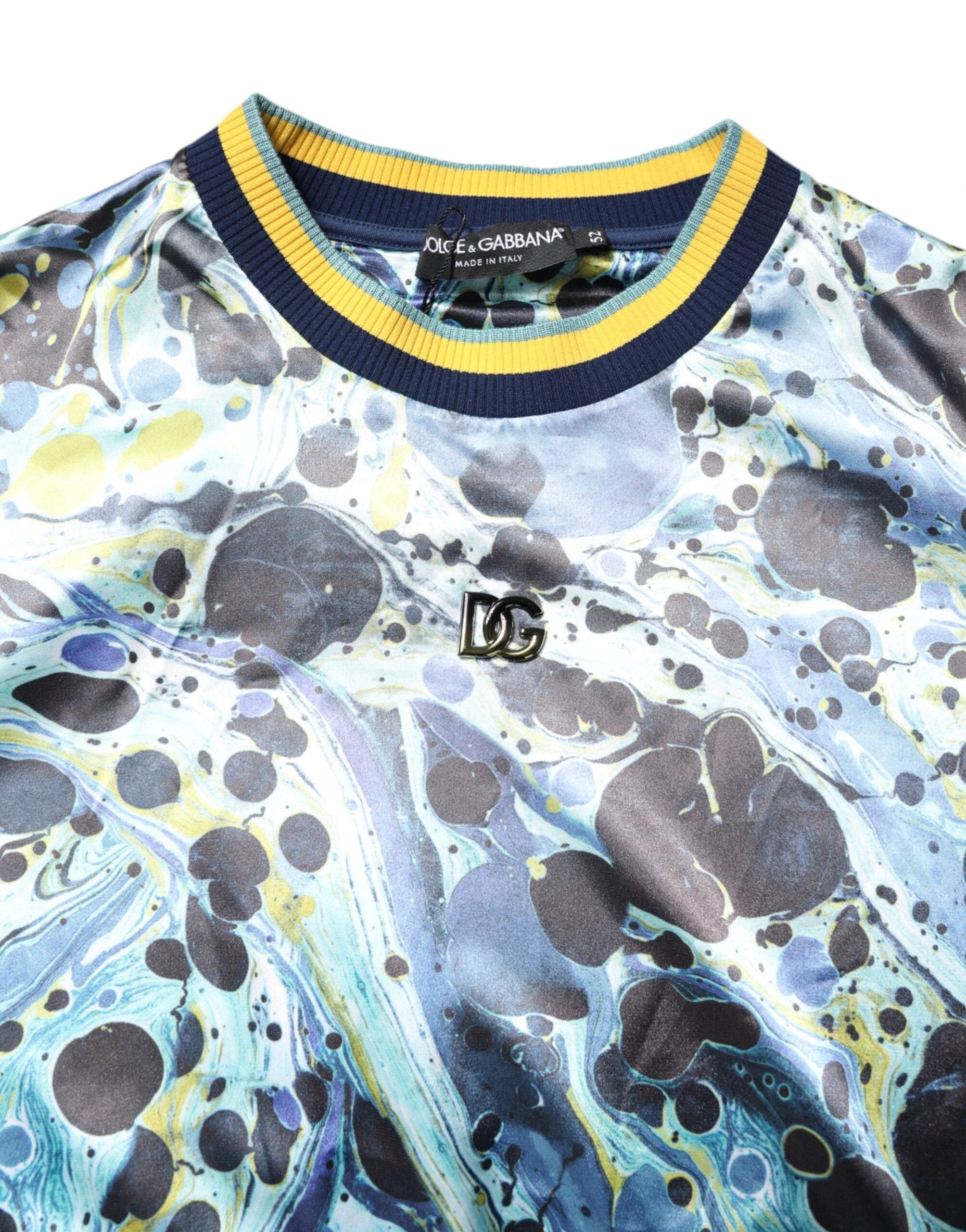 Dolce & Gabbana Multicolor Marble Print Men Pullover Sweater by Dolce & Gabbana