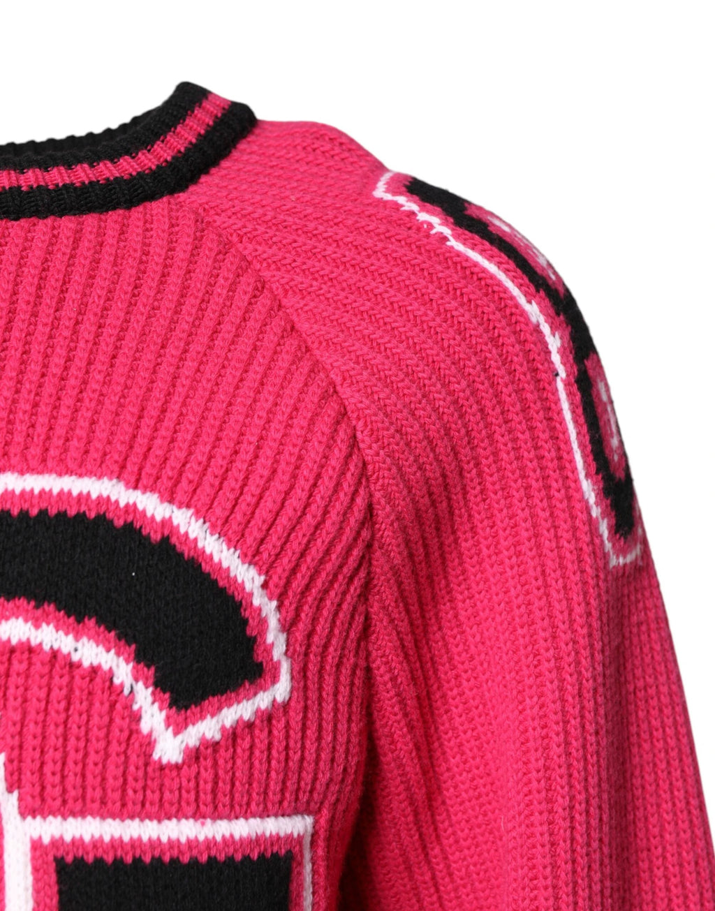 Dolce & Gabbana Pink Cotton Logo Print Knit Pullover Sweater by Dolce & Gabbana