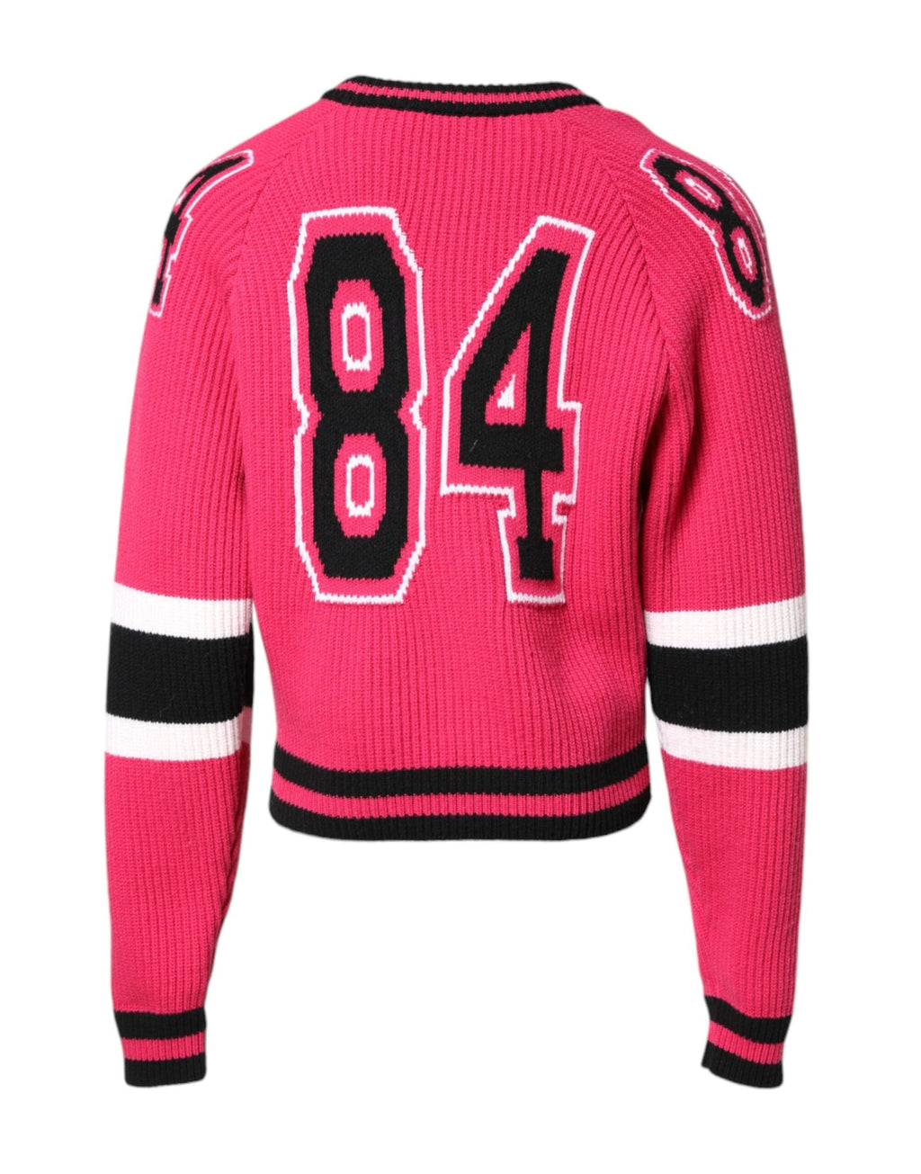 Dolce & Gabbana Pink Cotton Logo Print Knit Pullover Sweater by Dolce & Gabbana