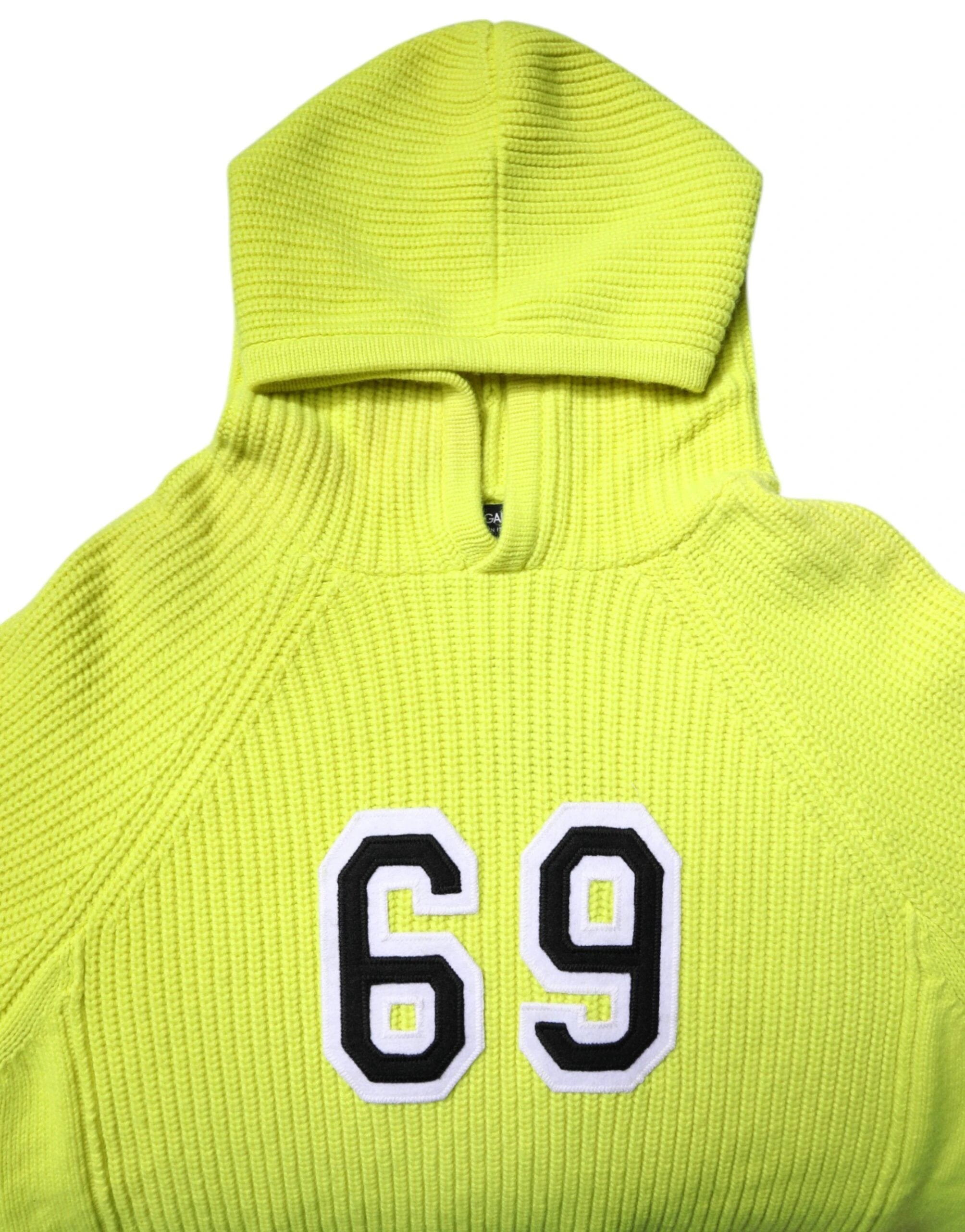 Dolce & Gabbana Green 69 Knit Hooded Men Pullover Sweater by Dolce & Gabbana