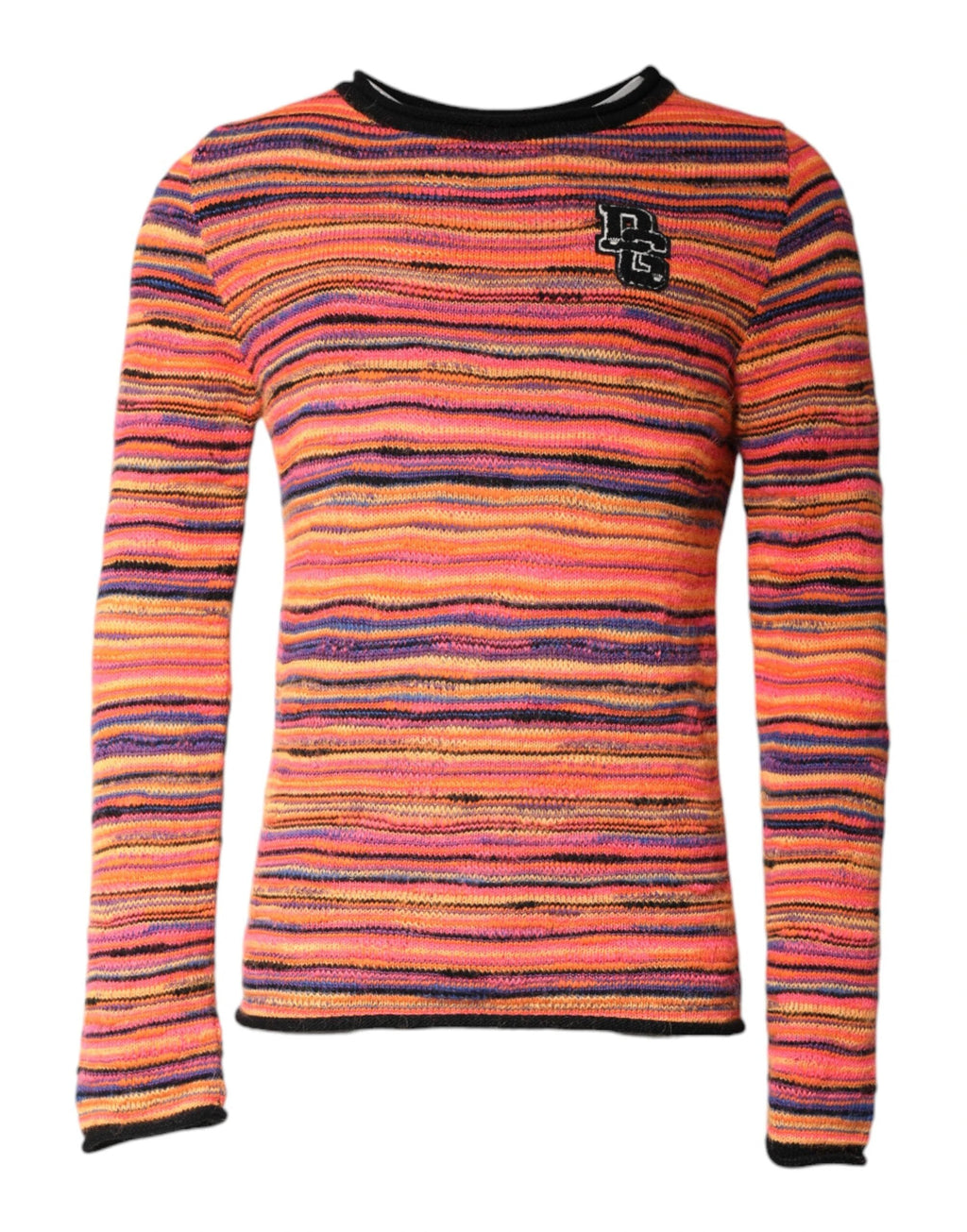Dolce & Gabbana Multicolor Wool DGLogo Knit Pullover Sweater by Dolce & Gabbana