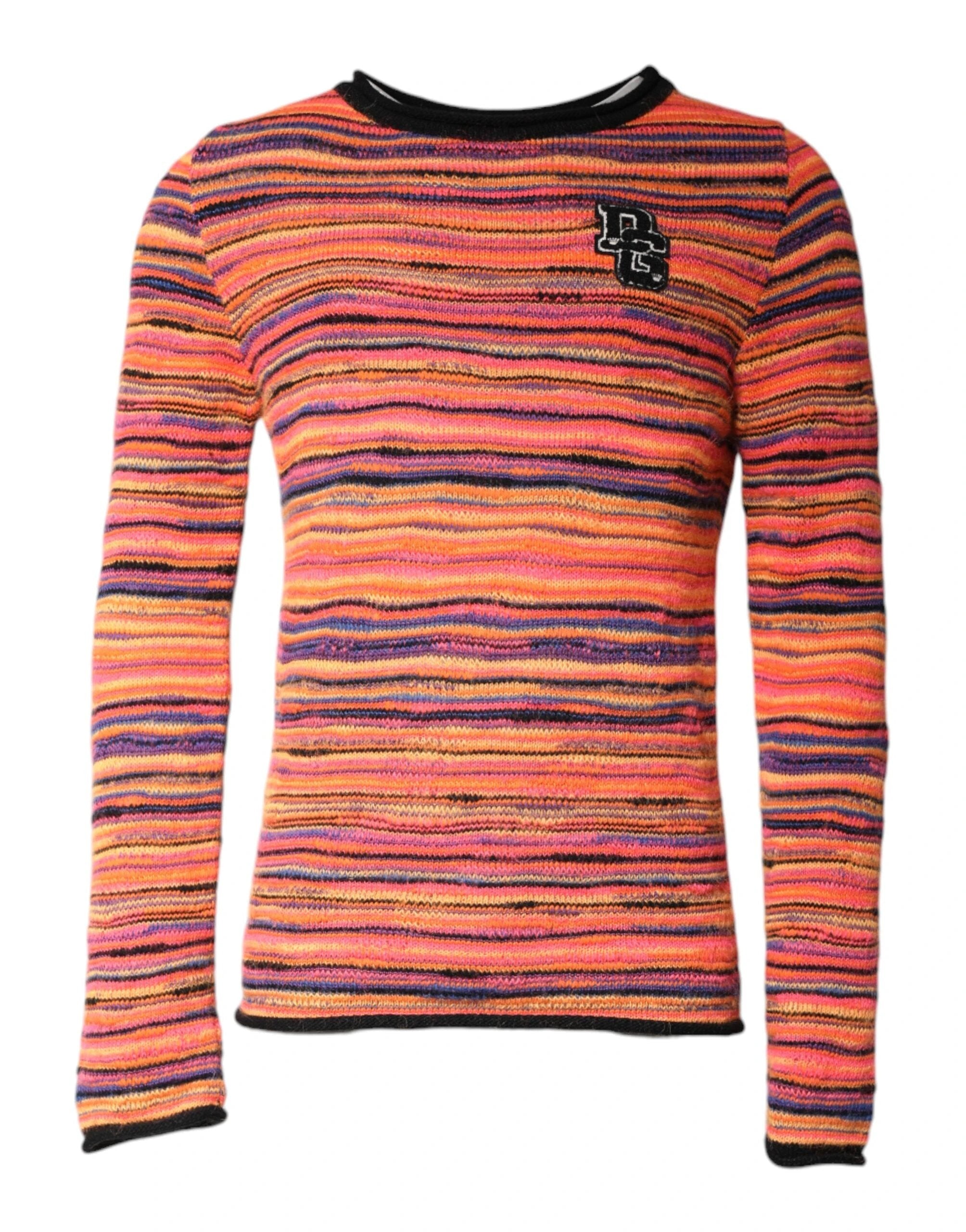 Dolce & Gabbana Multicolor Wool DGLogo Knit Pullover Sweater by Dolce & Gabbana