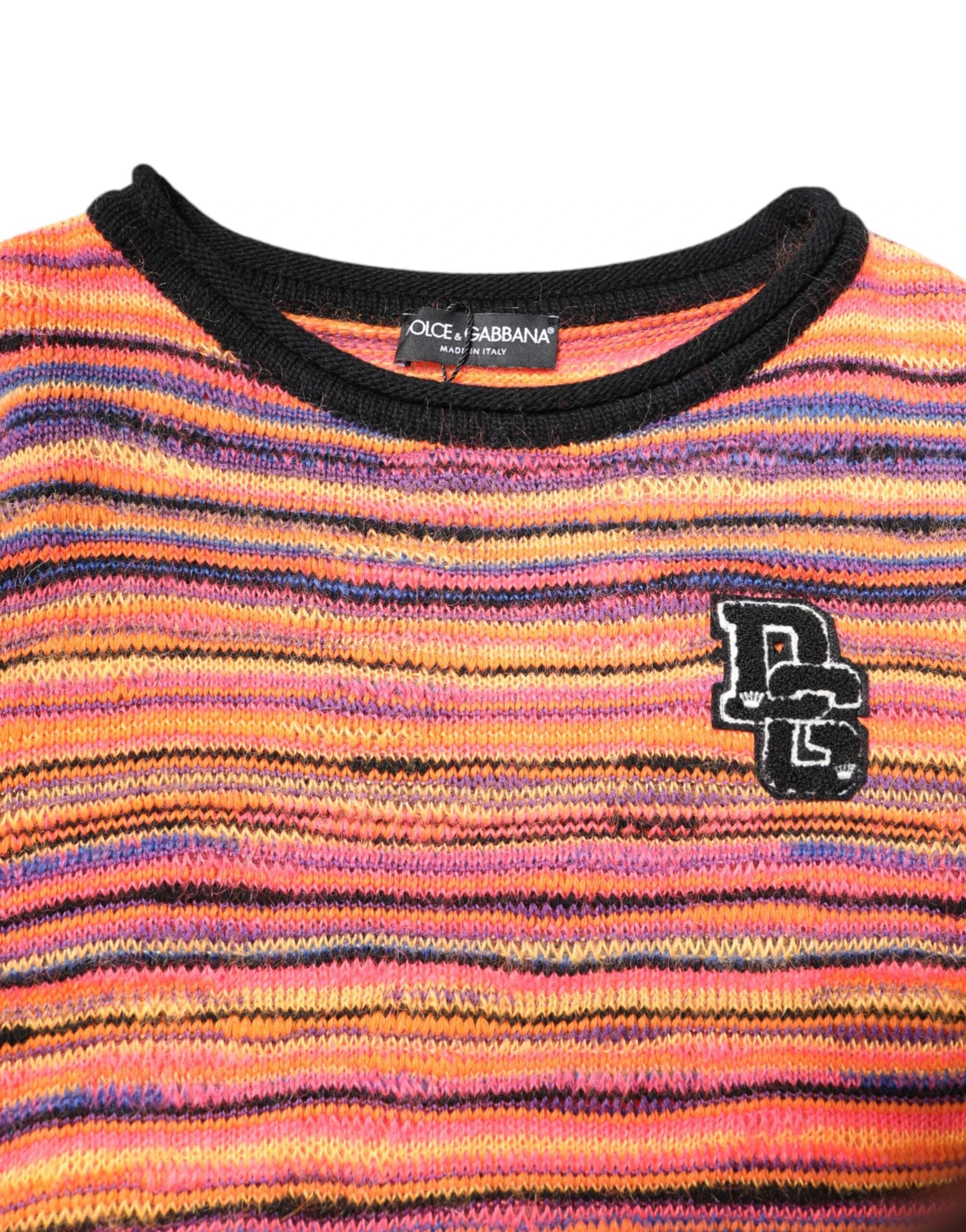 Dolce & Gabbana Multicolor Wool DGLogo Knit Pullover Sweater by Dolce & Gabbana