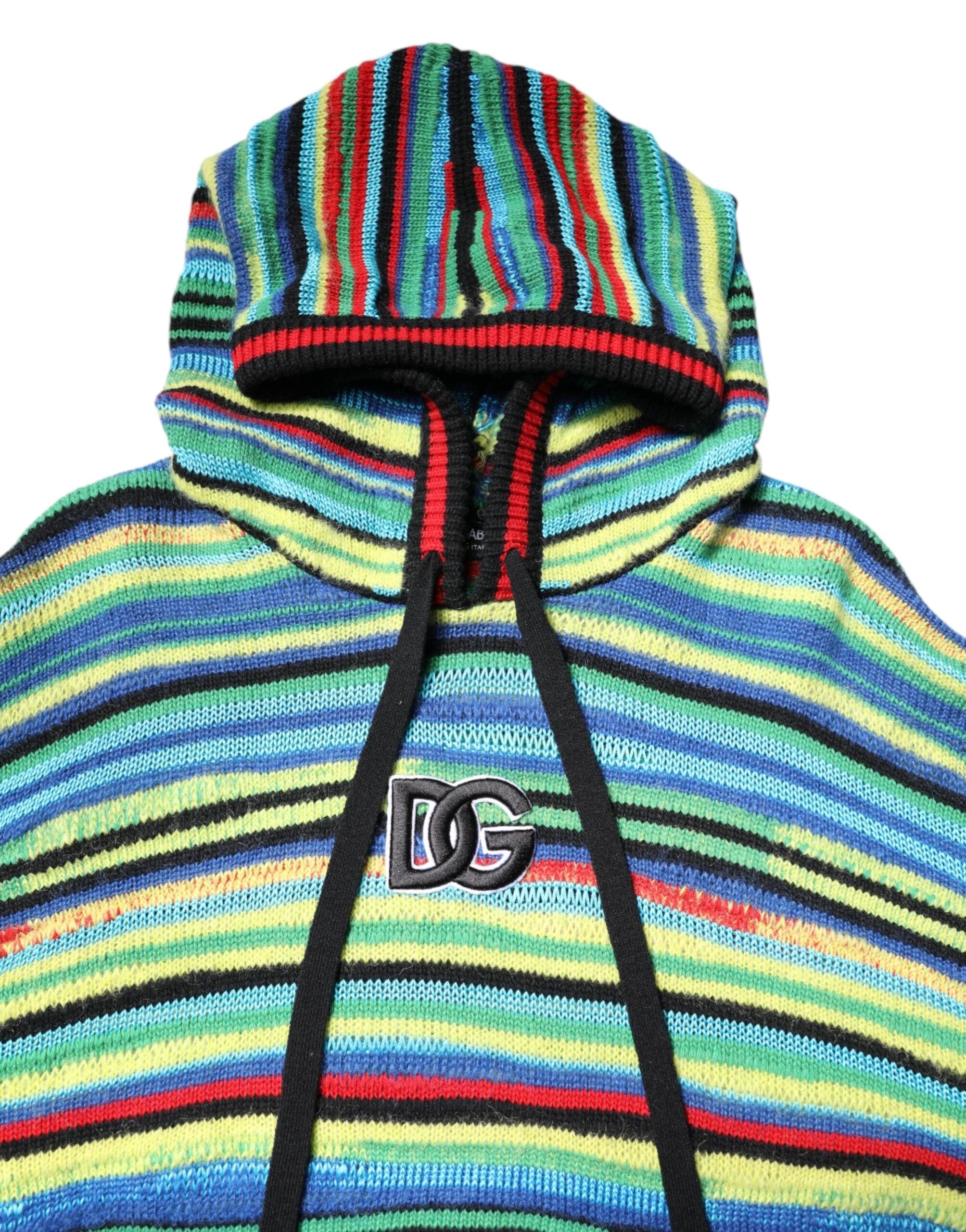 Dolce & Gabbana Multicolor Cotton Hooded Pullover Sweater by Dolce & Gabbana