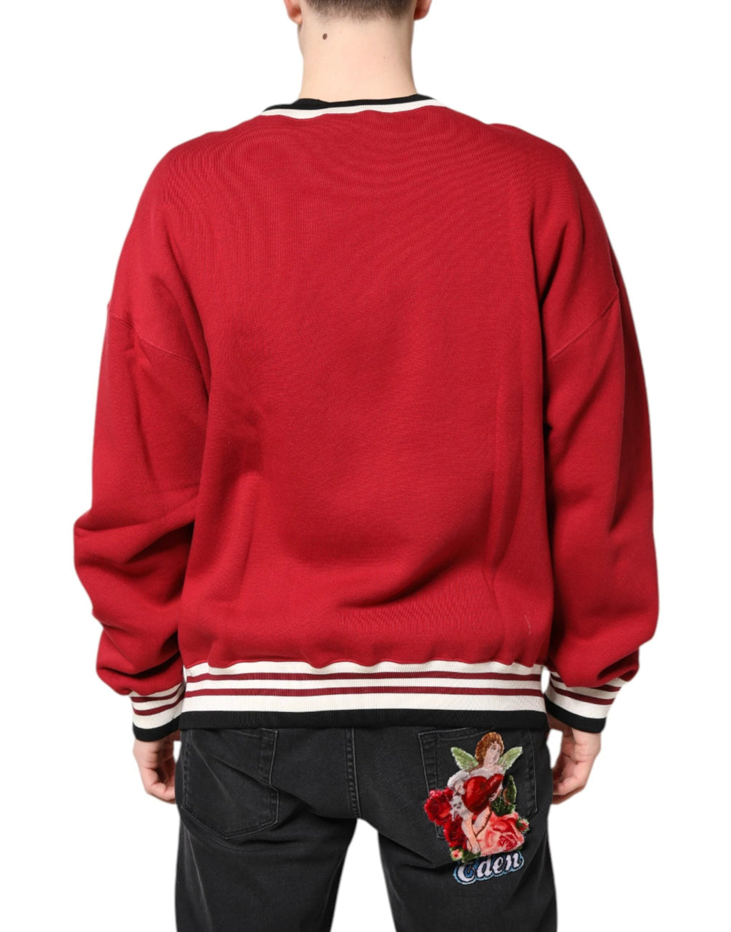 Dolce & Gabbana Red Sequin Knit Pullover Sweatshirt Sweater by Dolce & Gabbana
