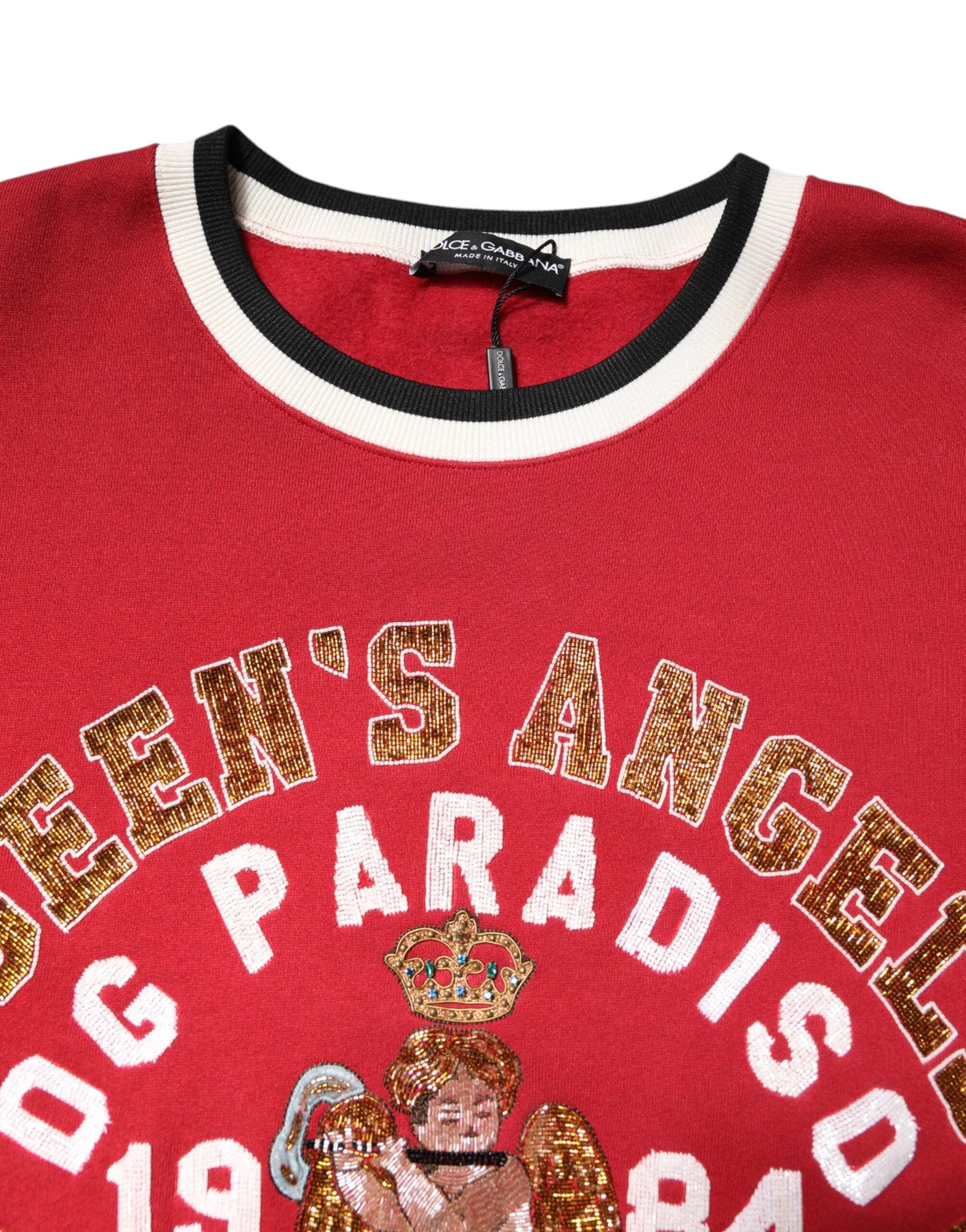 Dolce & Gabbana Red Sequin Knit Pullover Sweatshirt Sweater by Dolce & Gabbana