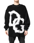 Dolce & Gabbana Black Cotton Logo Print Men Pullover Sweater by Dolce & Gabbana