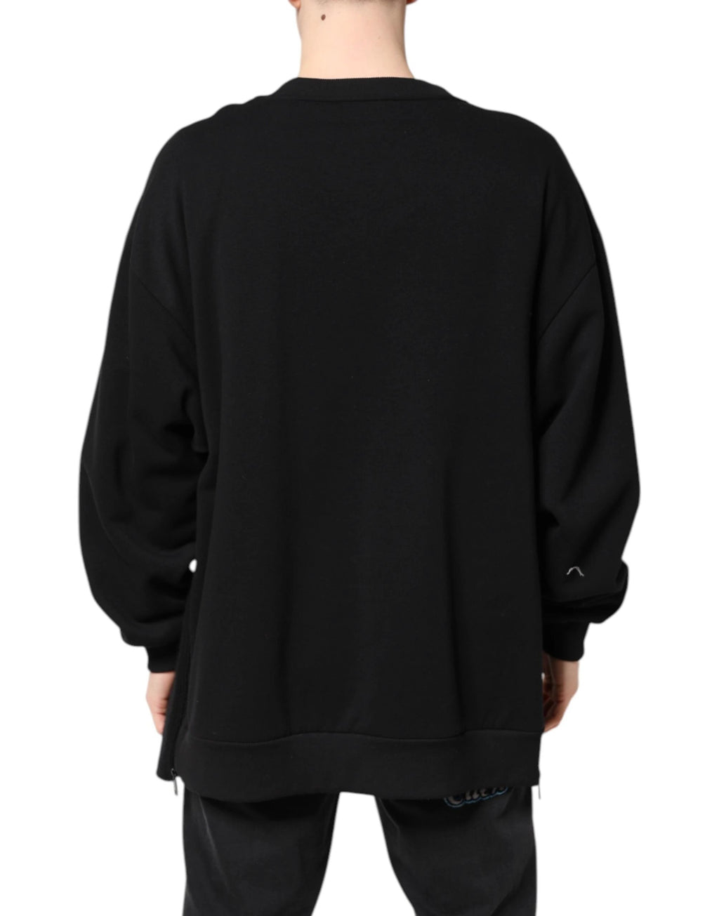 Dolce & Gabbana Black Cotton Logo Print Men Pullover Sweater by Dolce & Gabbana