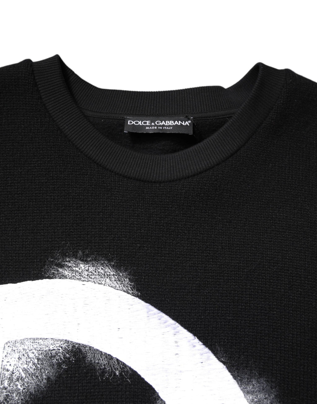 Dolce & Gabbana Black Cotton Logo Print Men Pullover Sweater by Dolce & Gabbana
