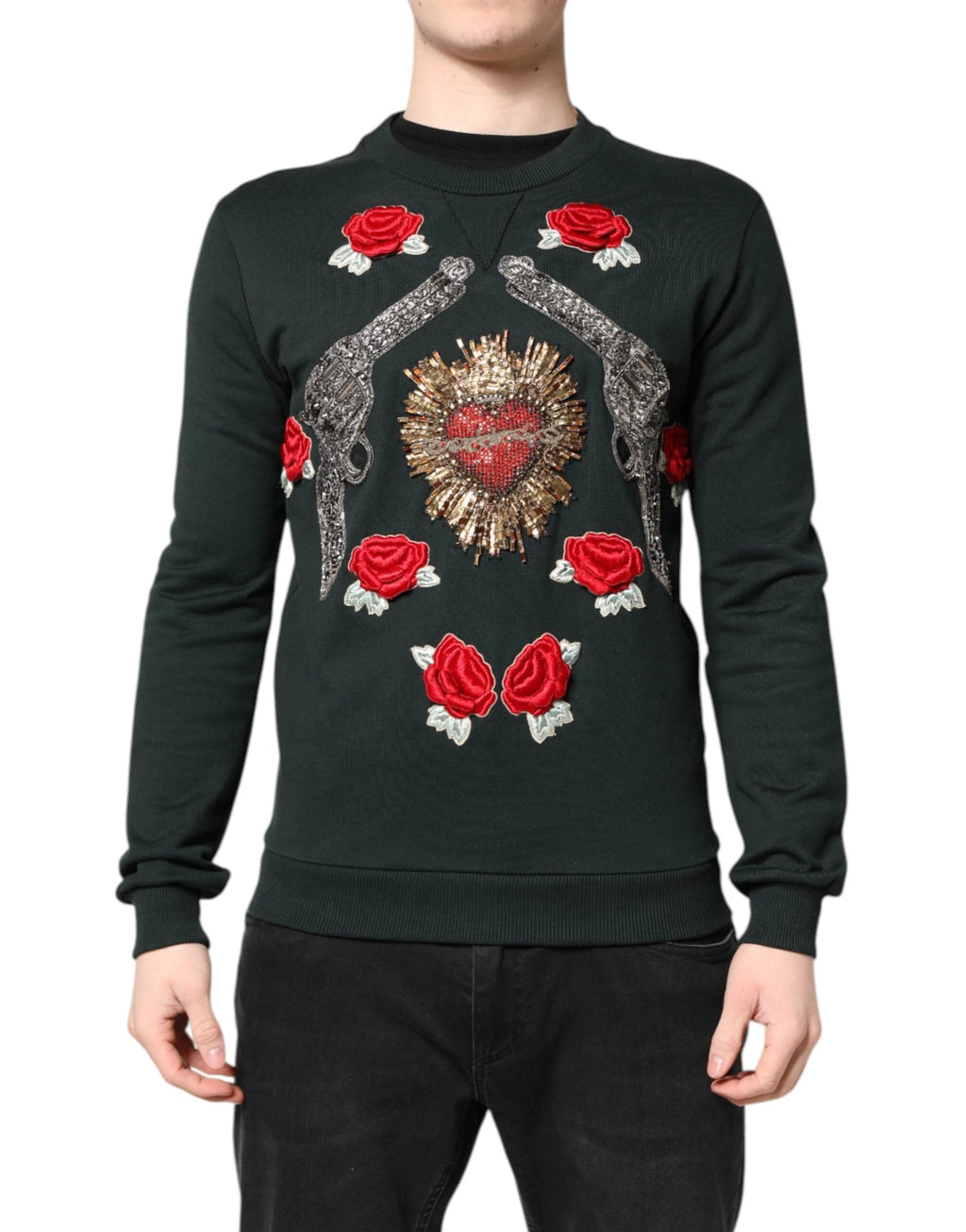 Dolce & Gabbana Black Sequined Embellished Pullover Sweater by Dolce & Gabbana