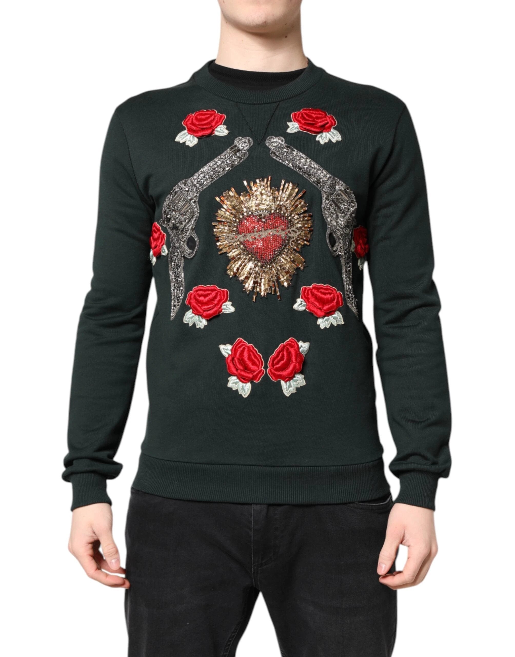 Dolce & Gabbana Black Sequined Embellished Pullover Sweater by Dolce & Gabbana