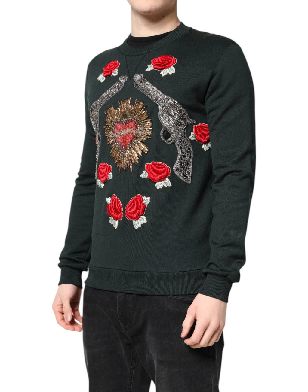 Dolce & Gabbana Black Sequined Embellished Pullover Sweater by Dolce & Gabbana