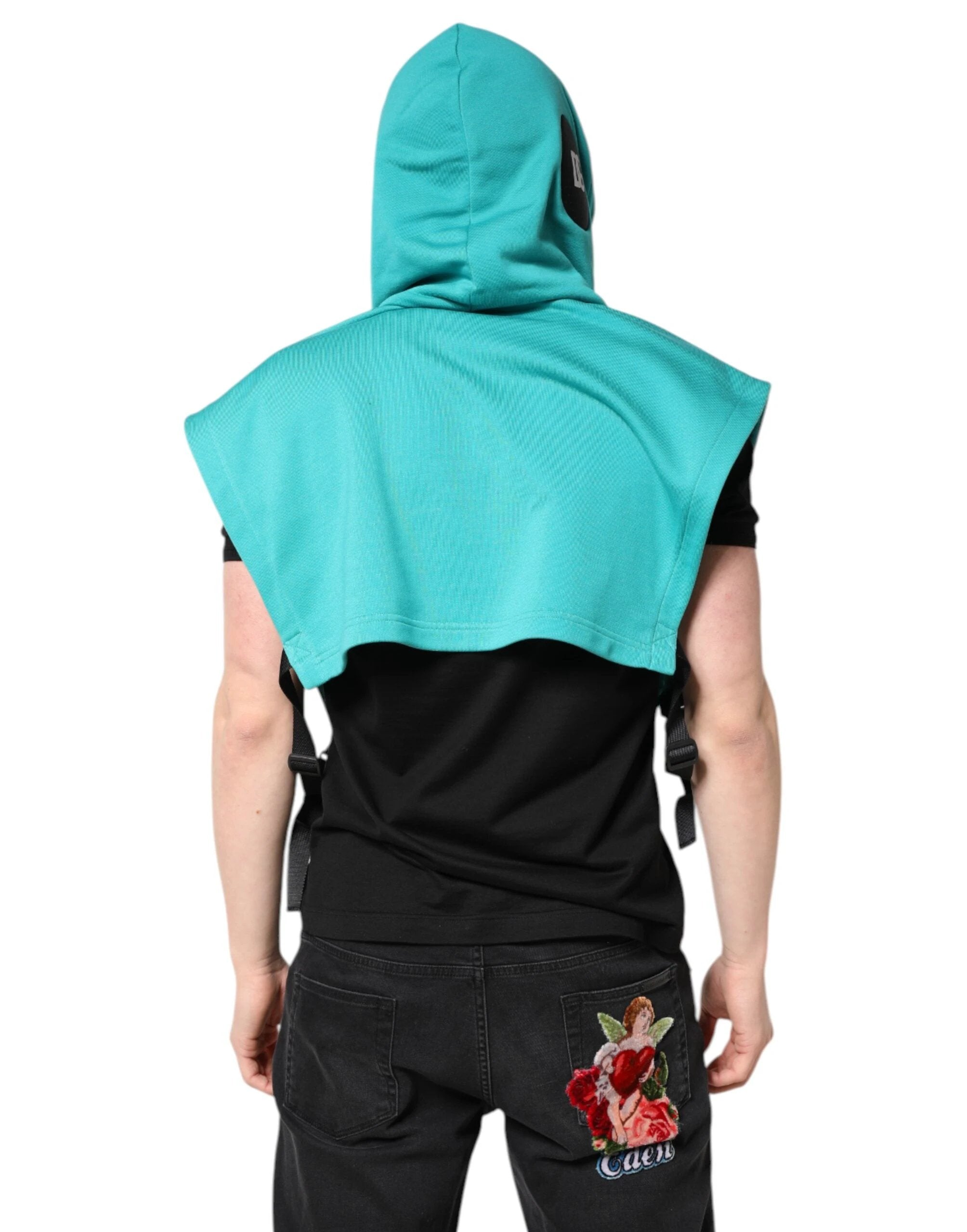 Dolce & Gabbana Green Cotton Hooded Men Sportswear Vest Sweater by Dolce & Gabbana