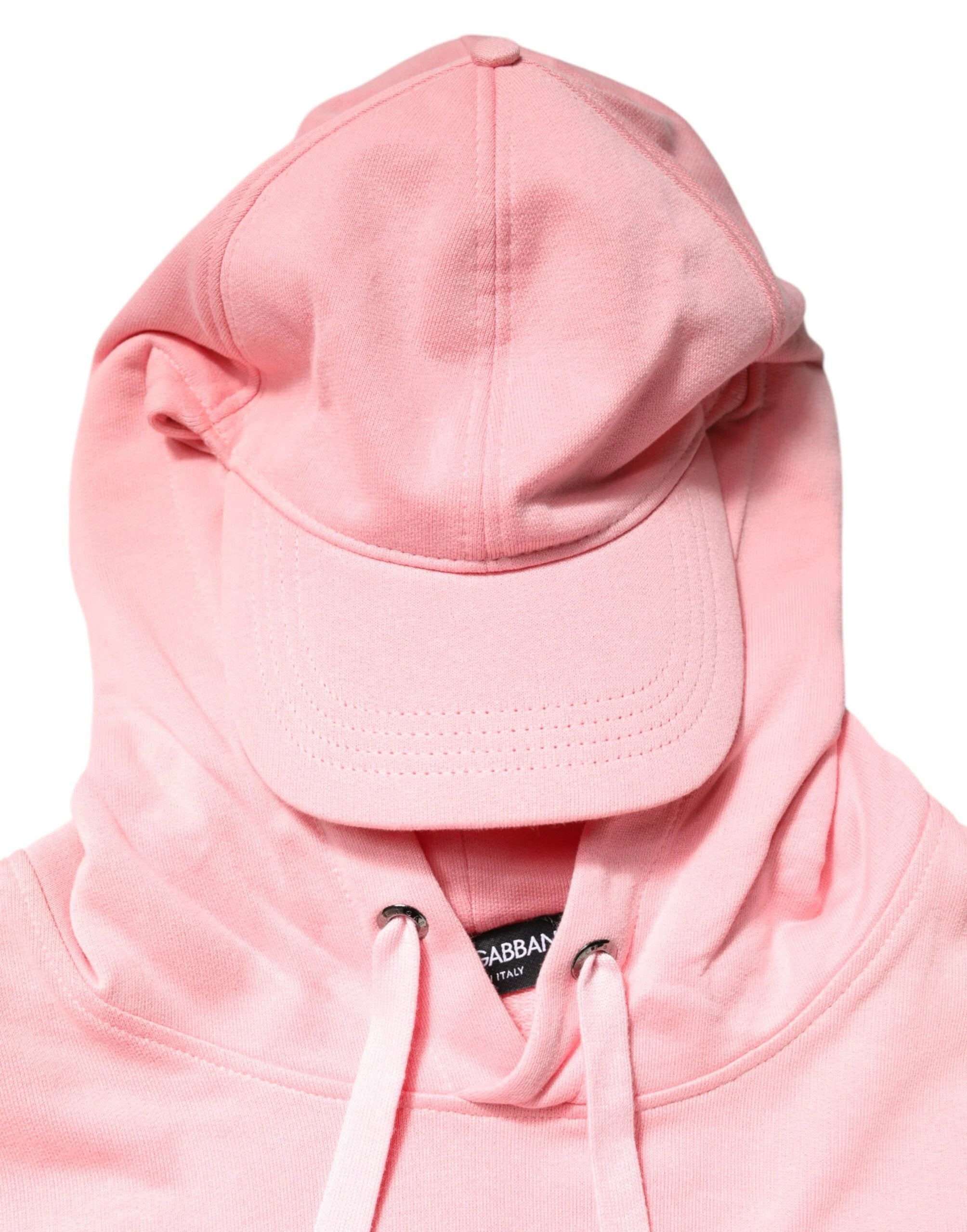Dolce & Gabbana Pink Cotton Hooded Men Sportswear Vest Sweater by Dolce & Gabbana
