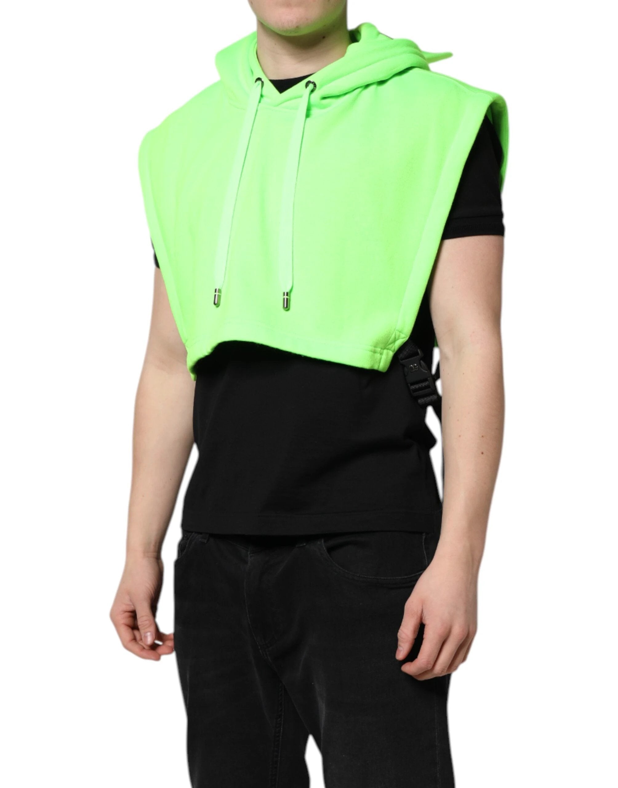 Dolce & Gabbana Green Polyester Hooded Sportswear Vest Sweater by Dolce & Gabbana