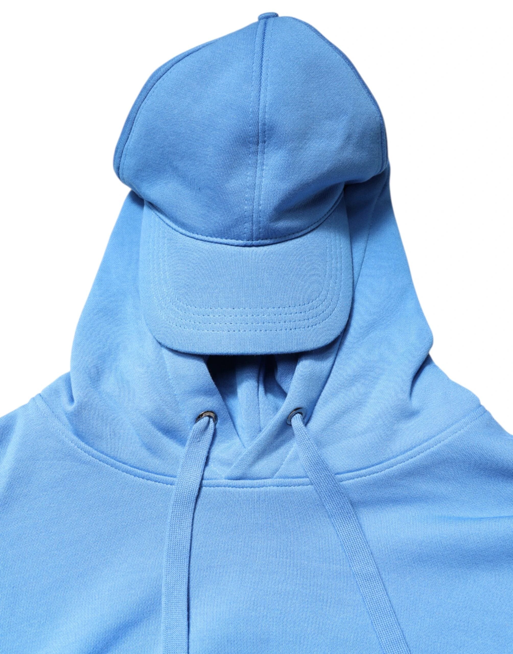 Dolce & Gabbana Blue Cotton Hooded Men Sportswear Vest Sweater by Dolce & Gabbana