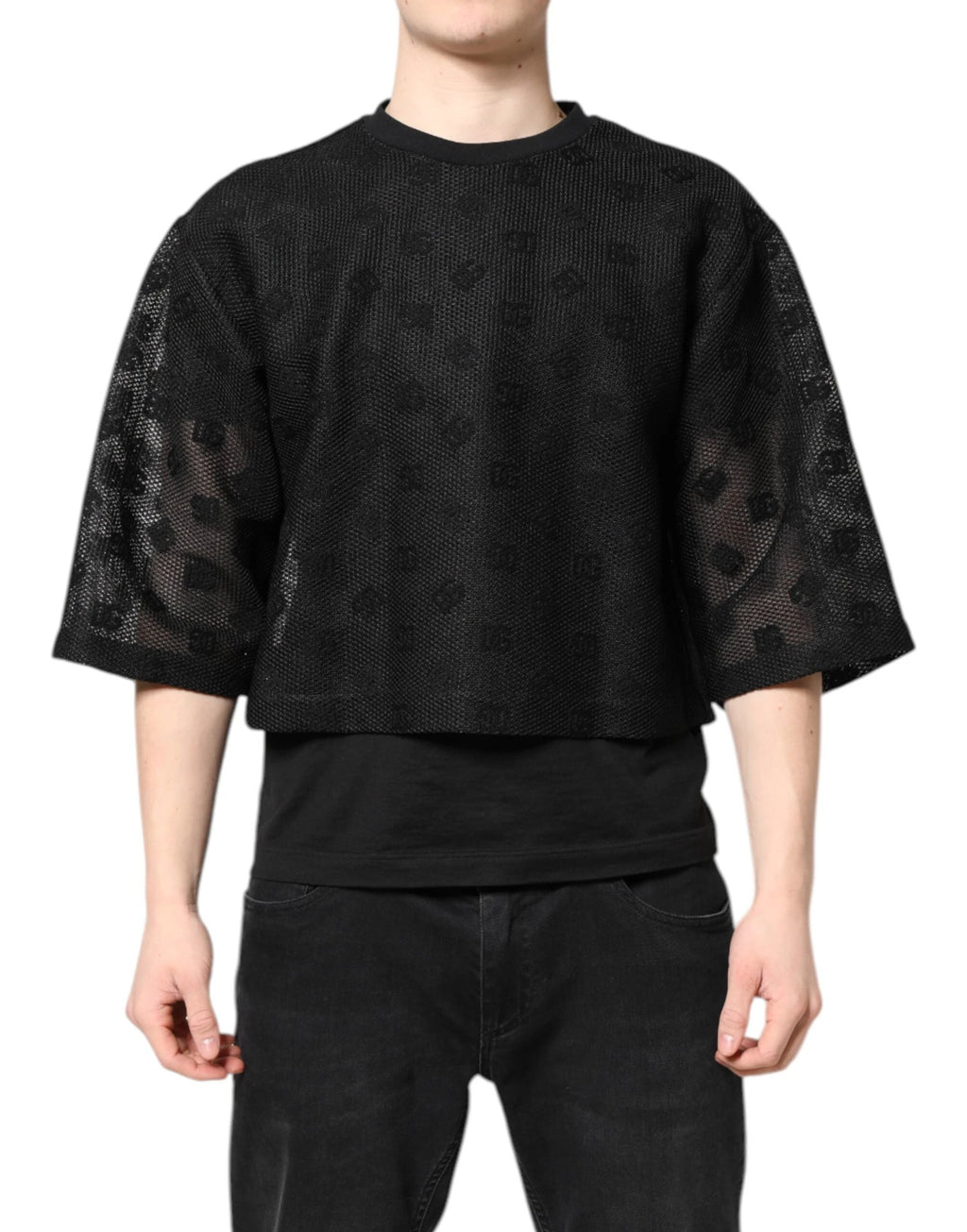 Dolce & Gabbana Black See Through Logo Short Sleeves T-shirt by Dolce & Gabbana