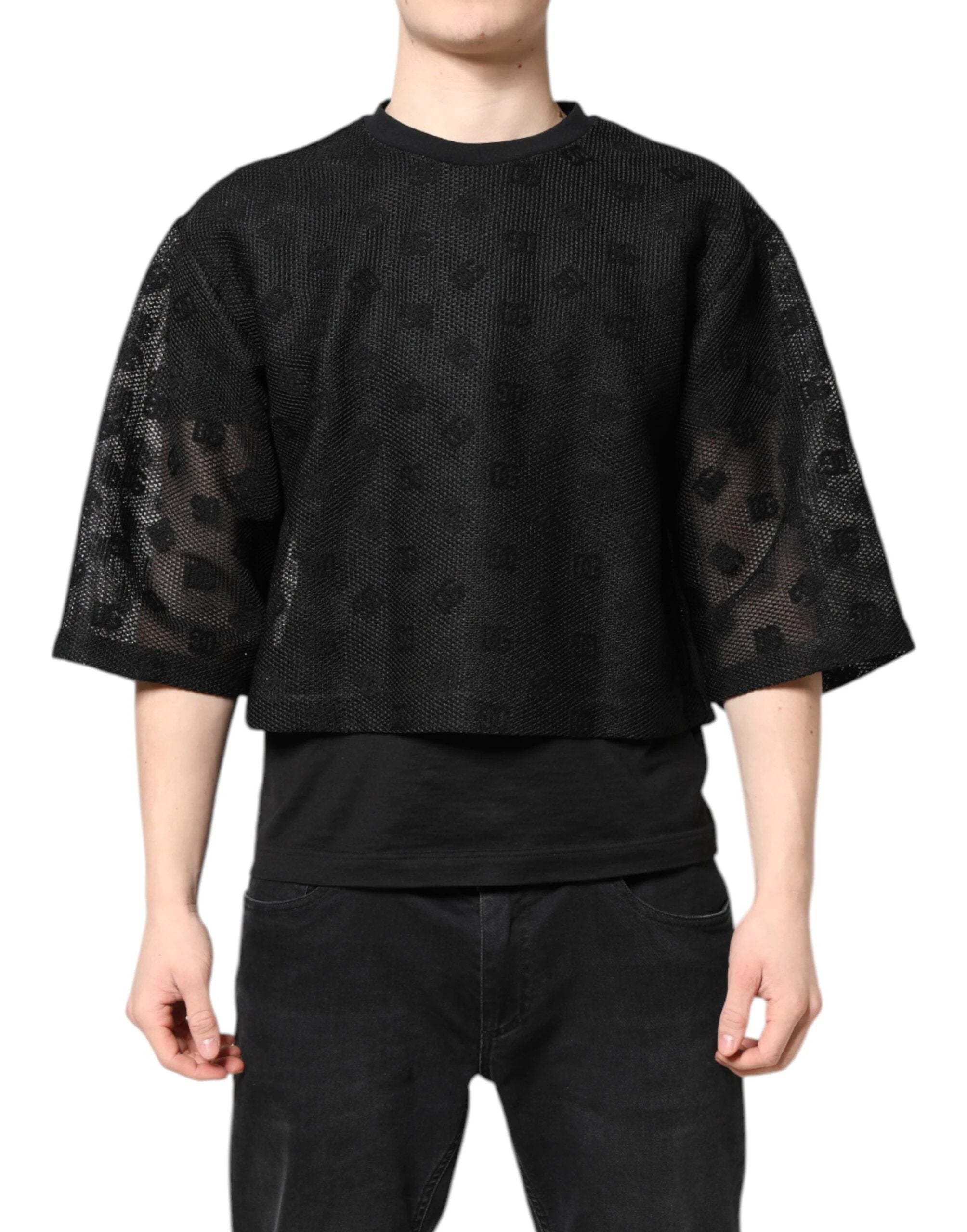 Dolce & Gabbana Black See Through Logo Short Sleeves T-shirt by Dolce & Gabbana