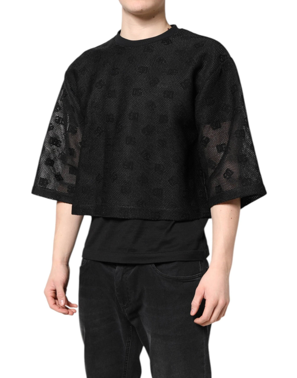 Dolce & Gabbana Black See Through Logo Short Sleeves T-shirt by Dolce & Gabbana