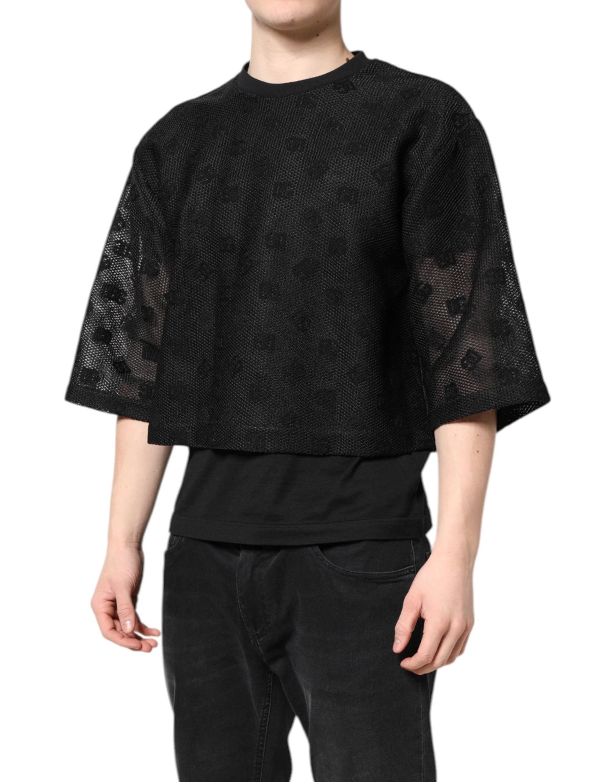 Dolce & Gabbana Black See Through Logo Short Sleeves T-shirt by Dolce & Gabbana