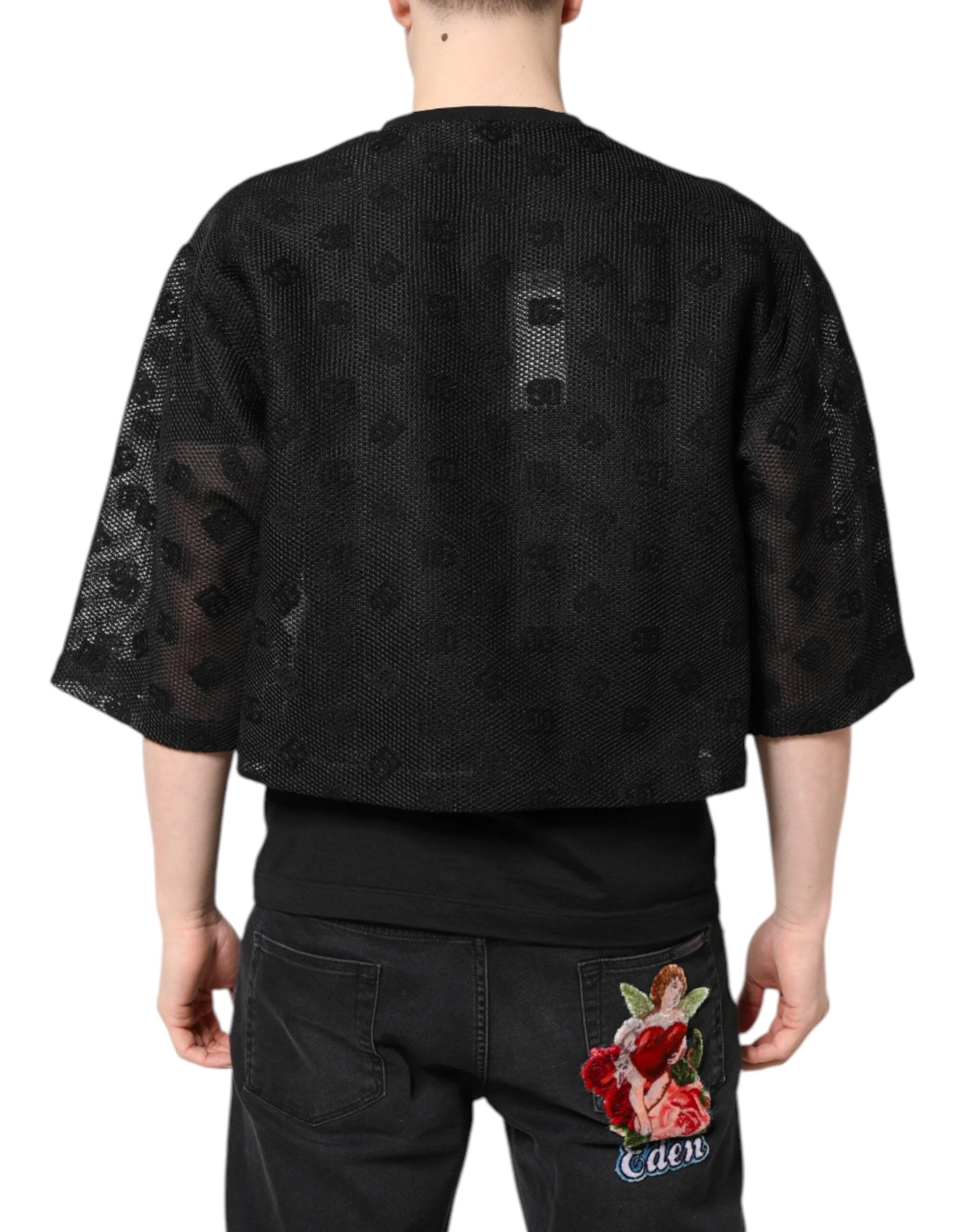 Dolce & Gabbana Black See Through Logo Short Sleeves T-shirt by Dolce & Gabbana