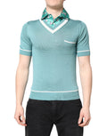 Dolce & Gabbana Green Printed Collared Short Sleeve T-shirt by Dolce & Gabbana