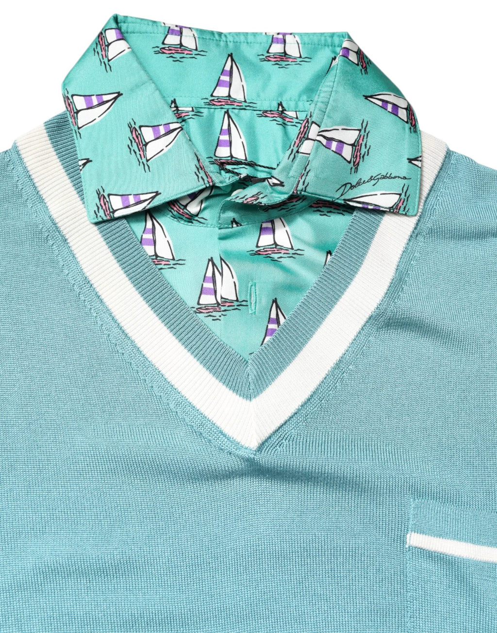 Dolce & Gabbana Green Printed Collared Short Sleeve T-shirt by Dolce & Gabbana