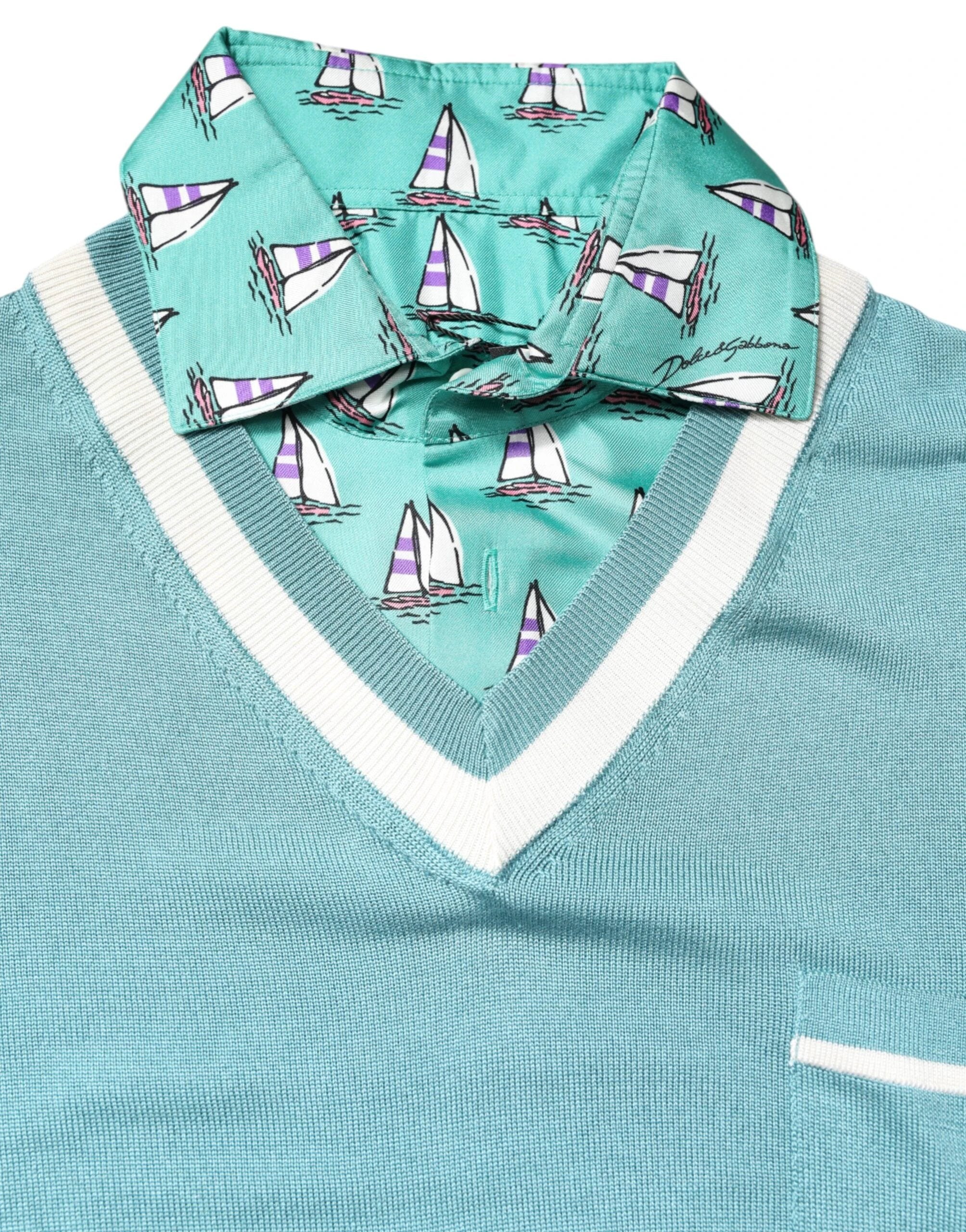 Dolce & Gabbana Green Printed Collared Short Sleeve T-shirt by Dolce & Gabbana