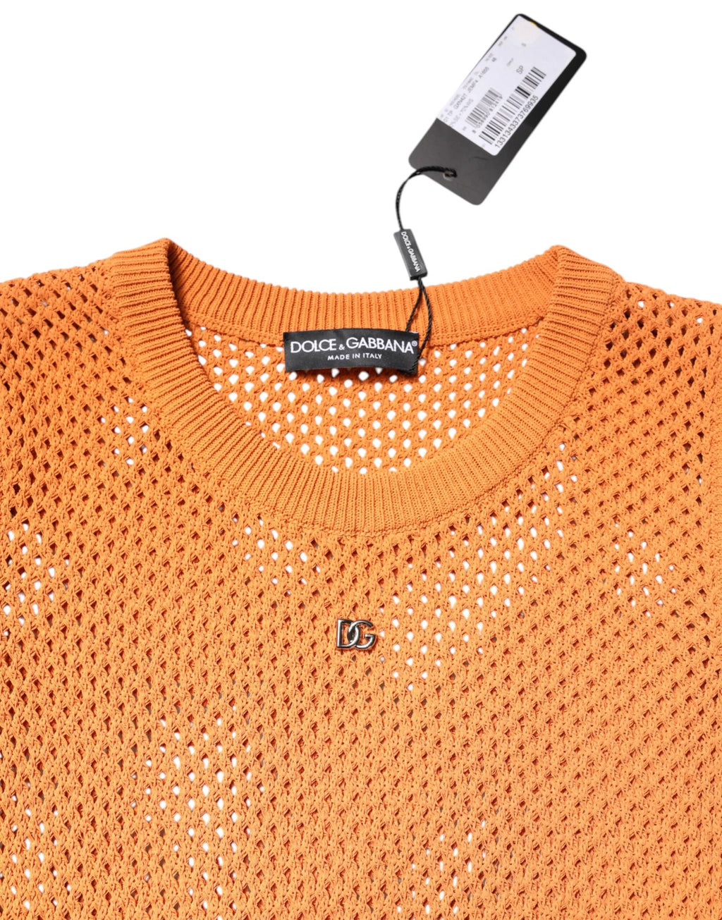 Dolce & Gabbana Orange Cashmere Round Neck Sleeveless T-shirt by Dolce & Gabbana
