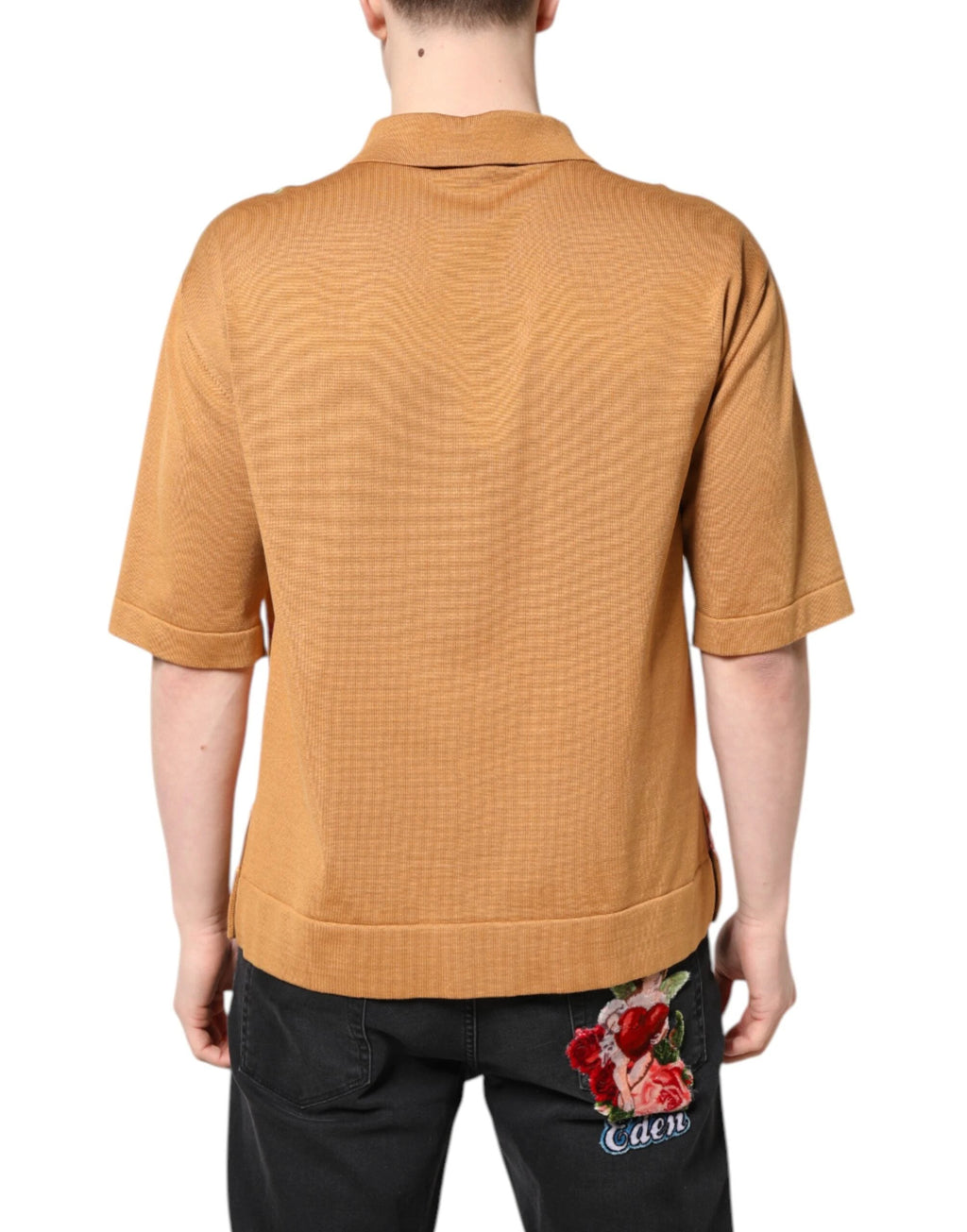 Dolce & Gabbana Brown Floral Collared Short Sleeve T-shirt by Dolce & Gabbana