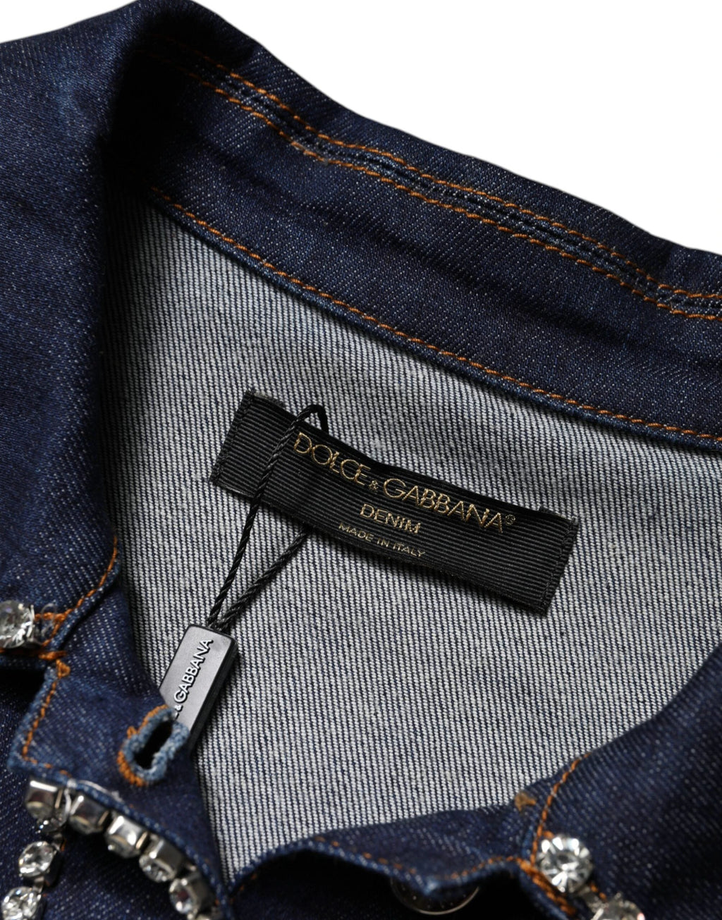 Dolce & Gabbana Blue Denim Cotton Crystal Embellished Jacket by Dolce & Gabbana
