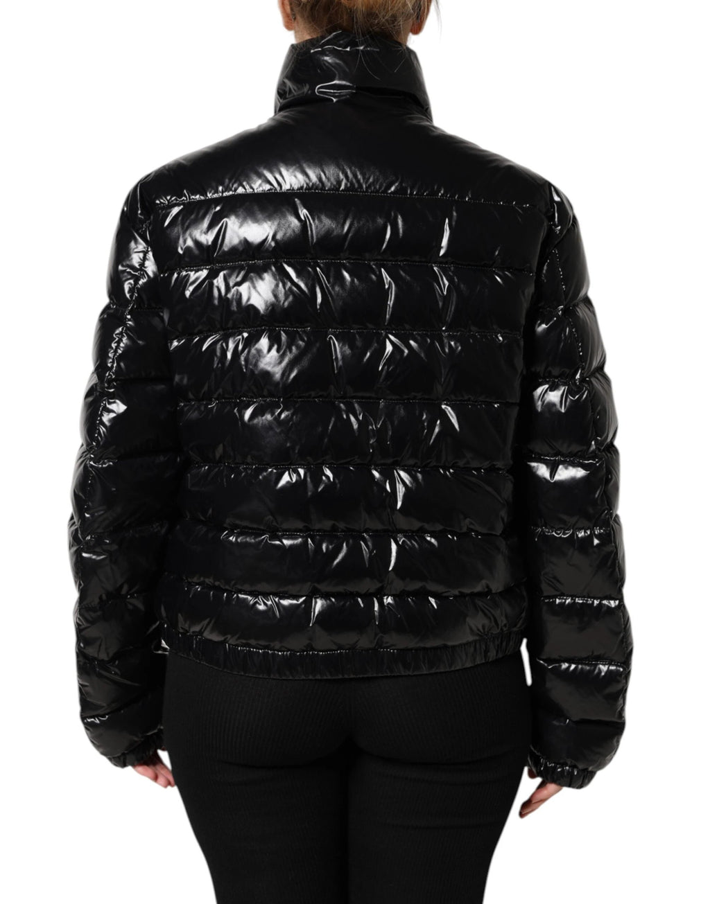 Dolce & Gabbana Black Logo Plaque Full Zip Puffer Jacket by Dolce & Gabbana