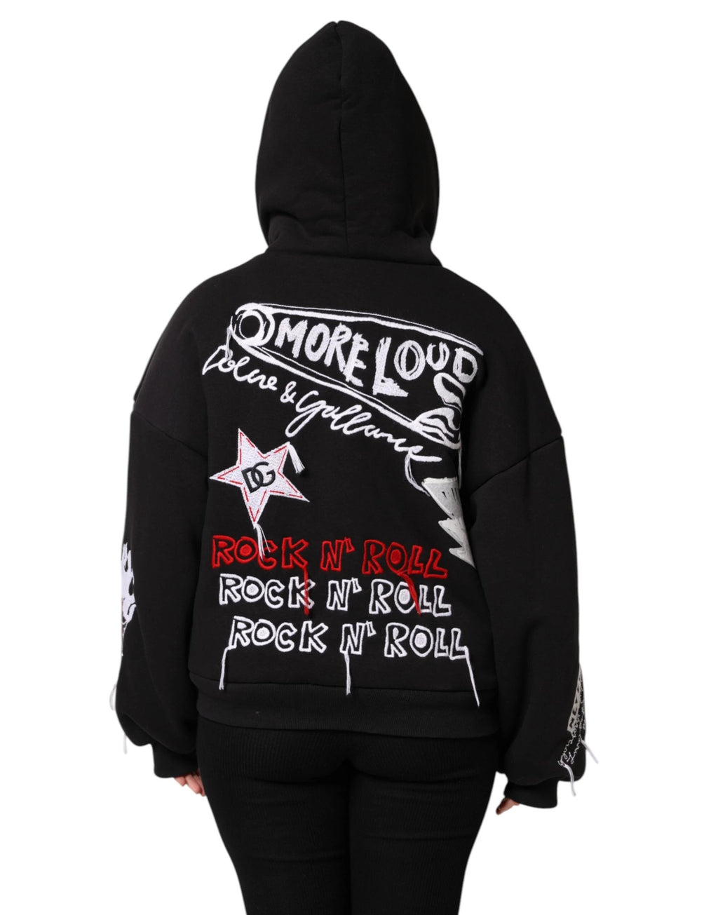 Dolce & Gabbana Black Embroidered Full Zip Hooded Jacket by Dolce & Gabbana