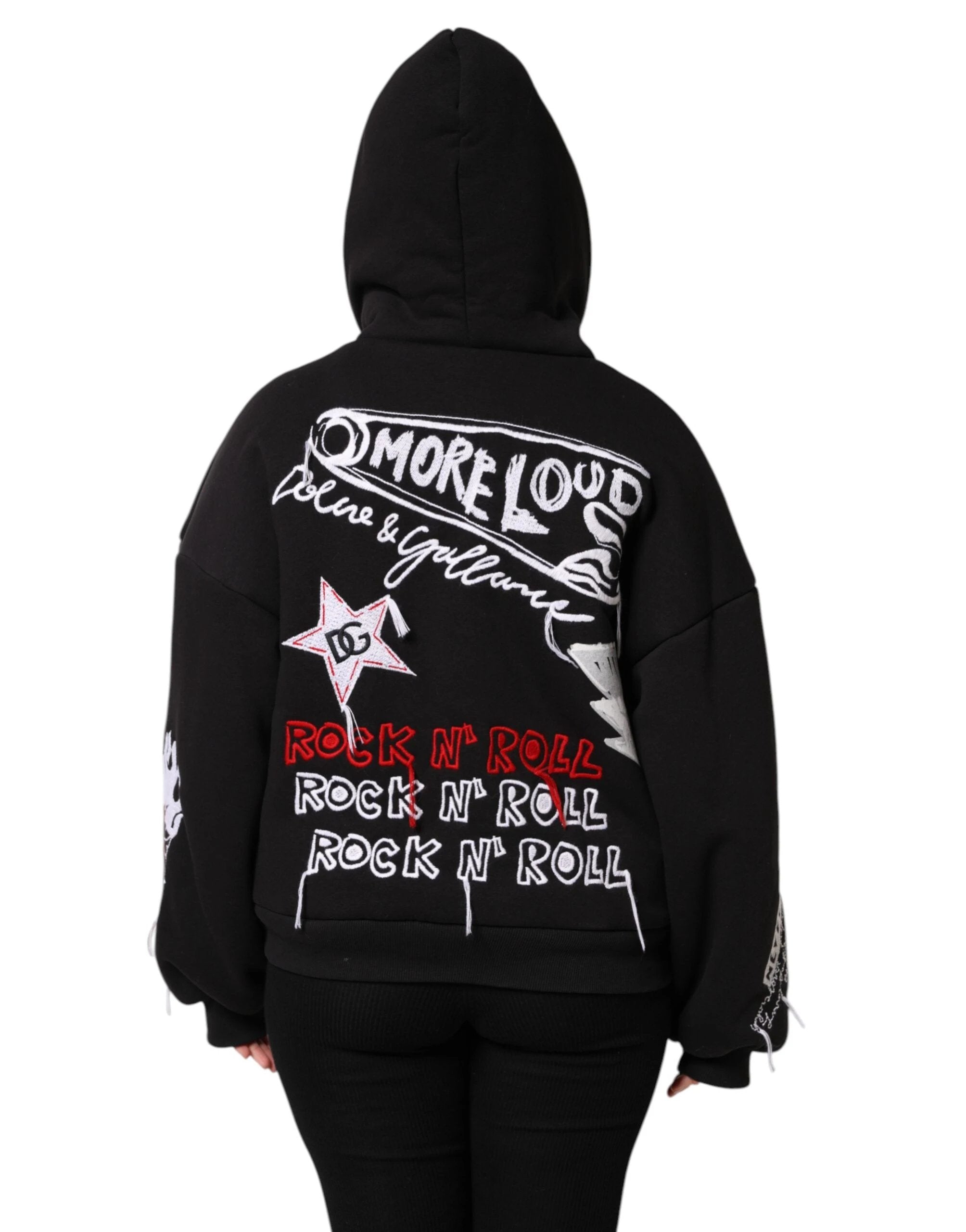 Dolce & Gabbana Black Embroidered Full Zip Hooded Jacket by Dolce & Gabbana