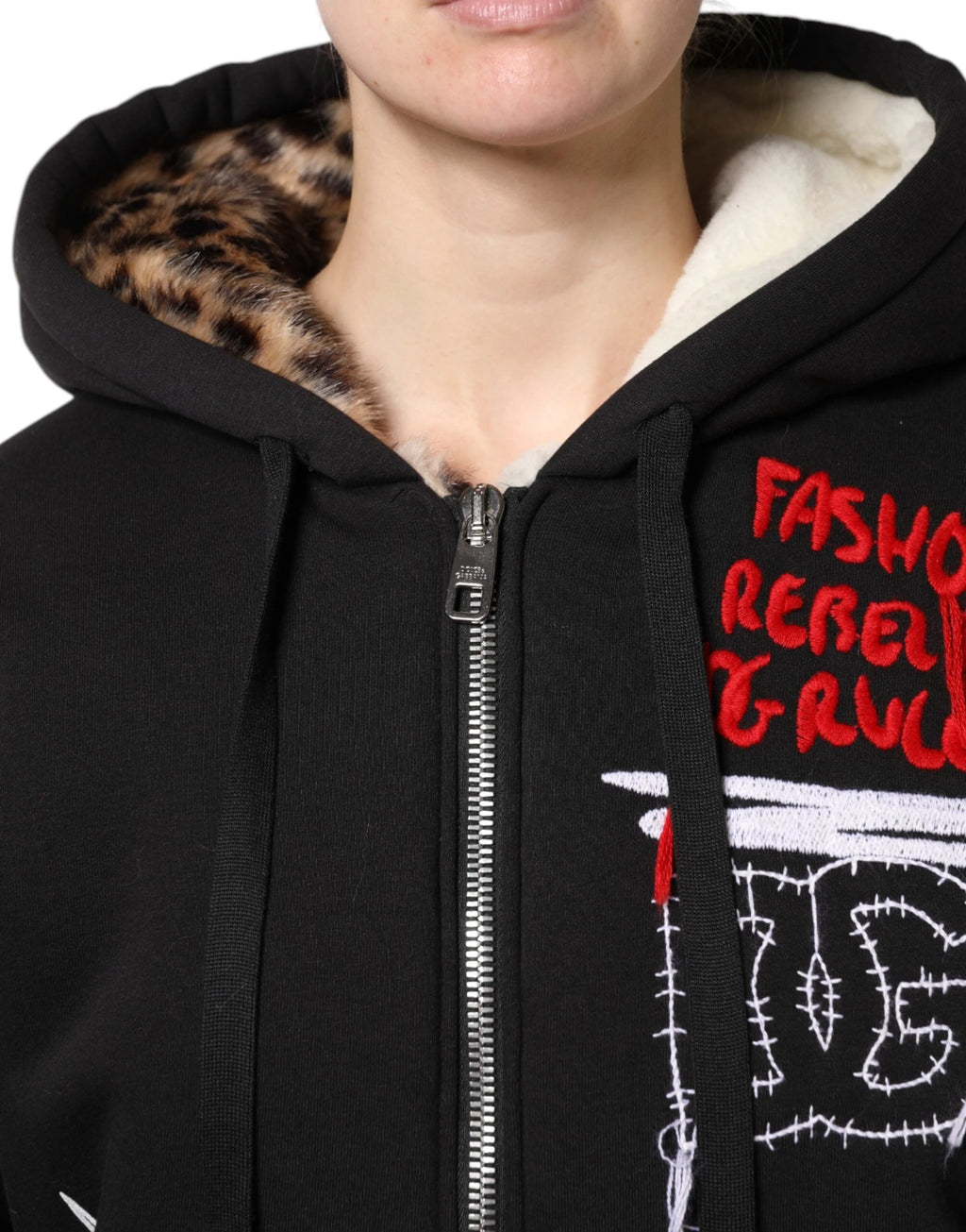 Dolce & Gabbana Black Embroidered Full Zip Hooded Jacket by Dolce & Gabbana