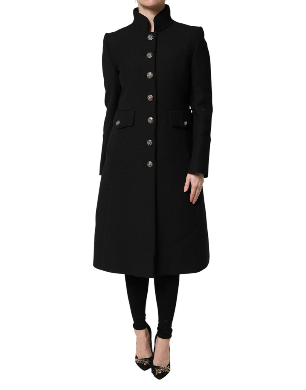 Dolce & Gabbana Black Wool Single Breasted Trench Coat Jacket by Dolce & Gabbana