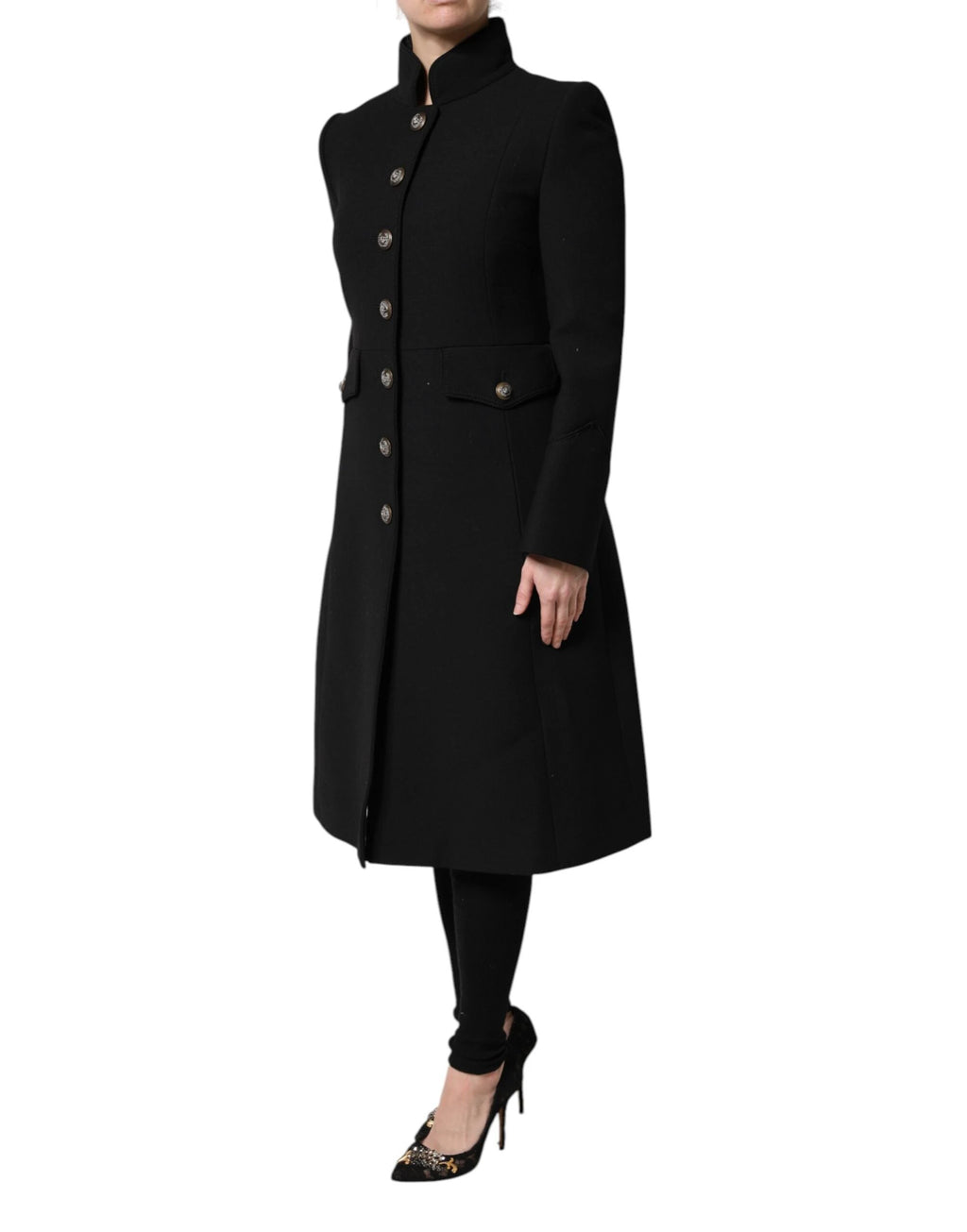 Dolce & Gabbana Black Wool Single Breasted Trench Coat Jacket by Dolce & Gabbana