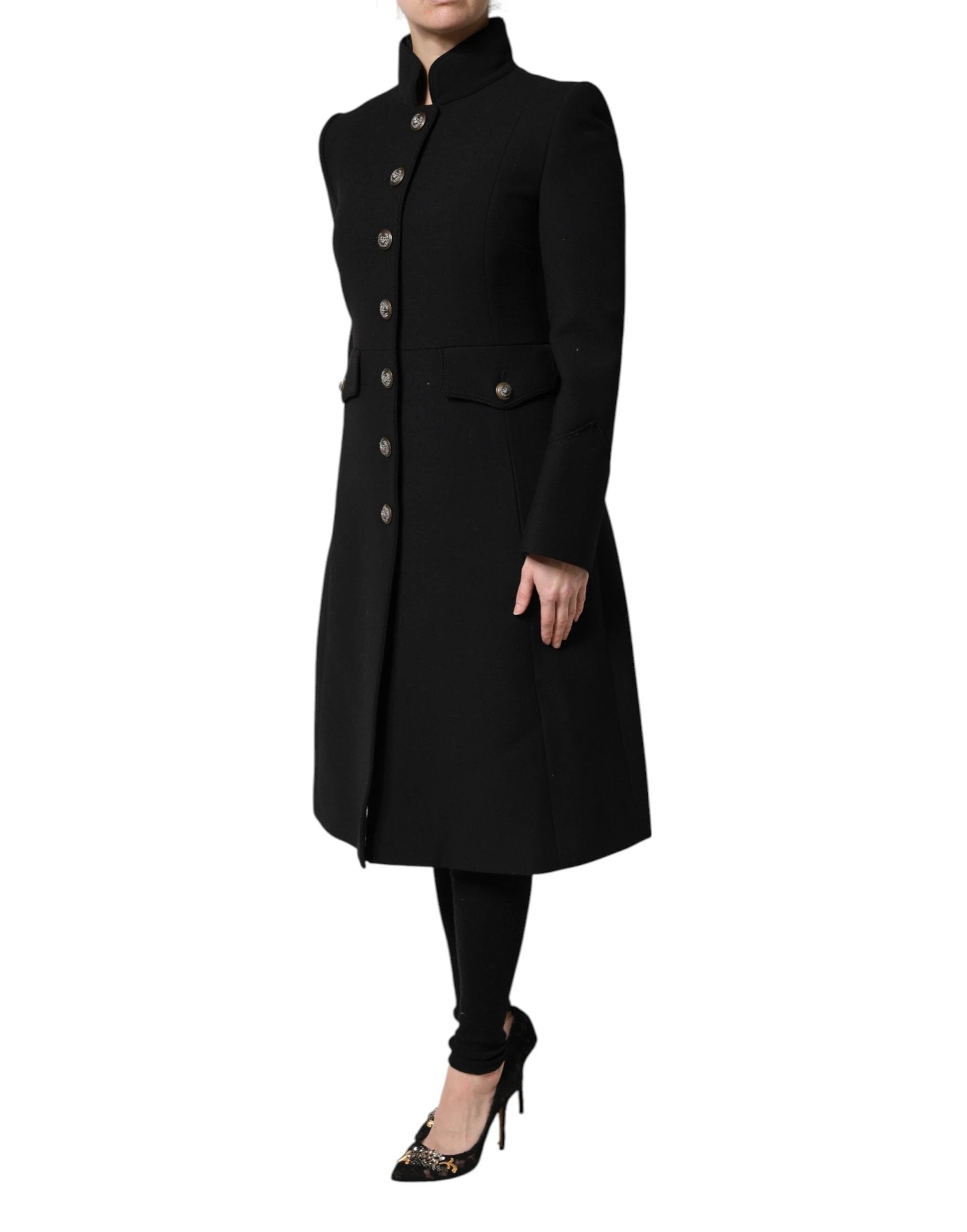 Dolce & Gabbana Black Wool Single Breasted Trench Coat Jacket by Dolce & Gabbana