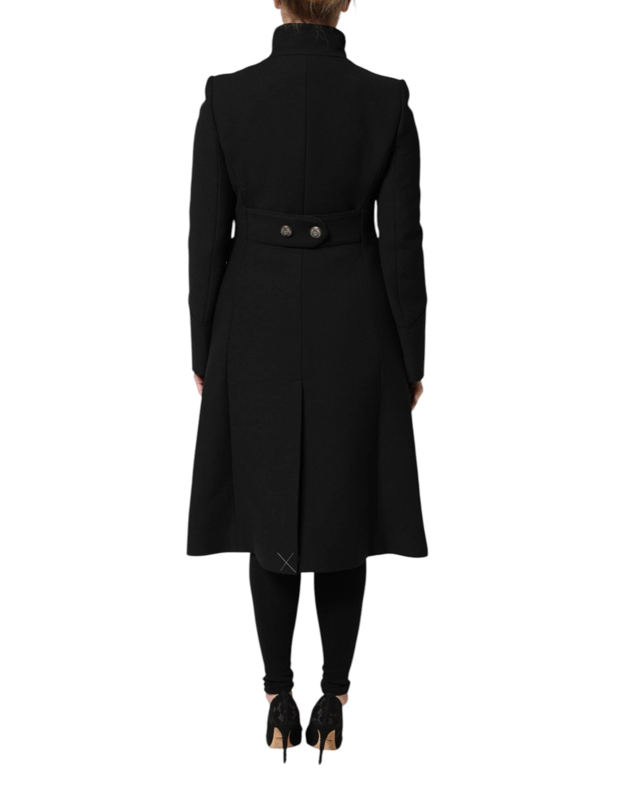 Dolce & Gabbana Black Wool Single Breasted Trench Coat Jacket by Dolce & Gabbana