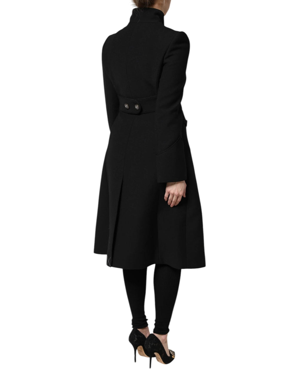 Dolce & Gabbana Black Wool Single Breasted Trench Coat Jacket by Dolce & Gabbana