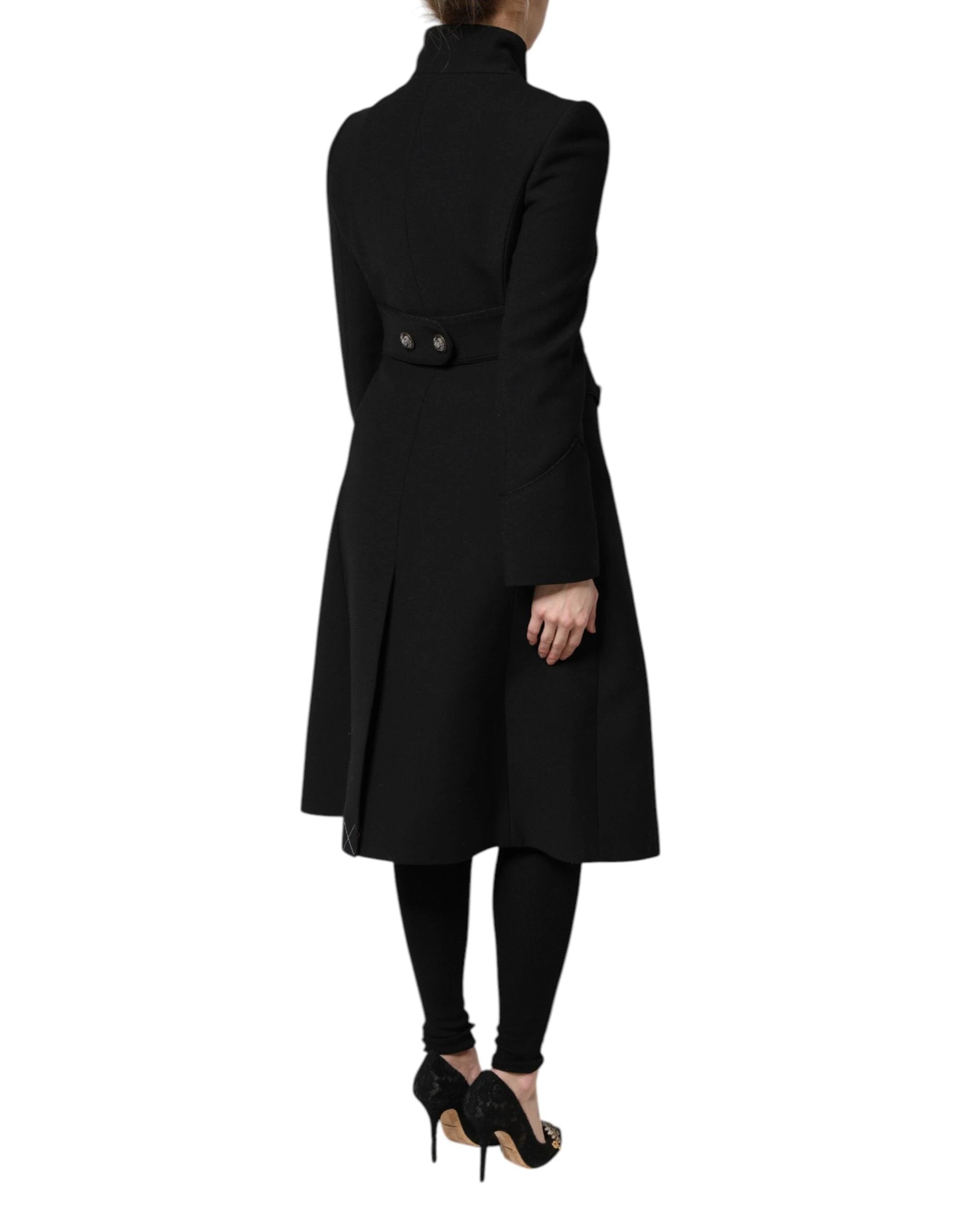 Dolce & Gabbana Black Wool Single Breasted Trench Coat Jacket by Dolce & Gabbana