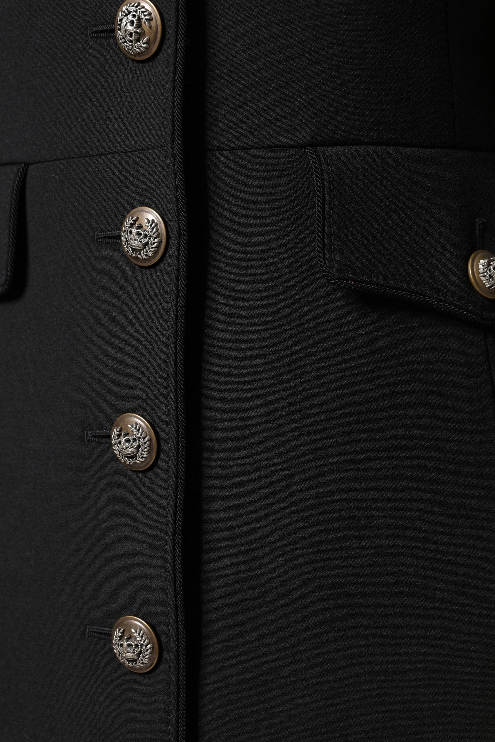 Dolce & Gabbana Black Wool Single Breasted Trench Coat Jacket by Dolce & Gabbana