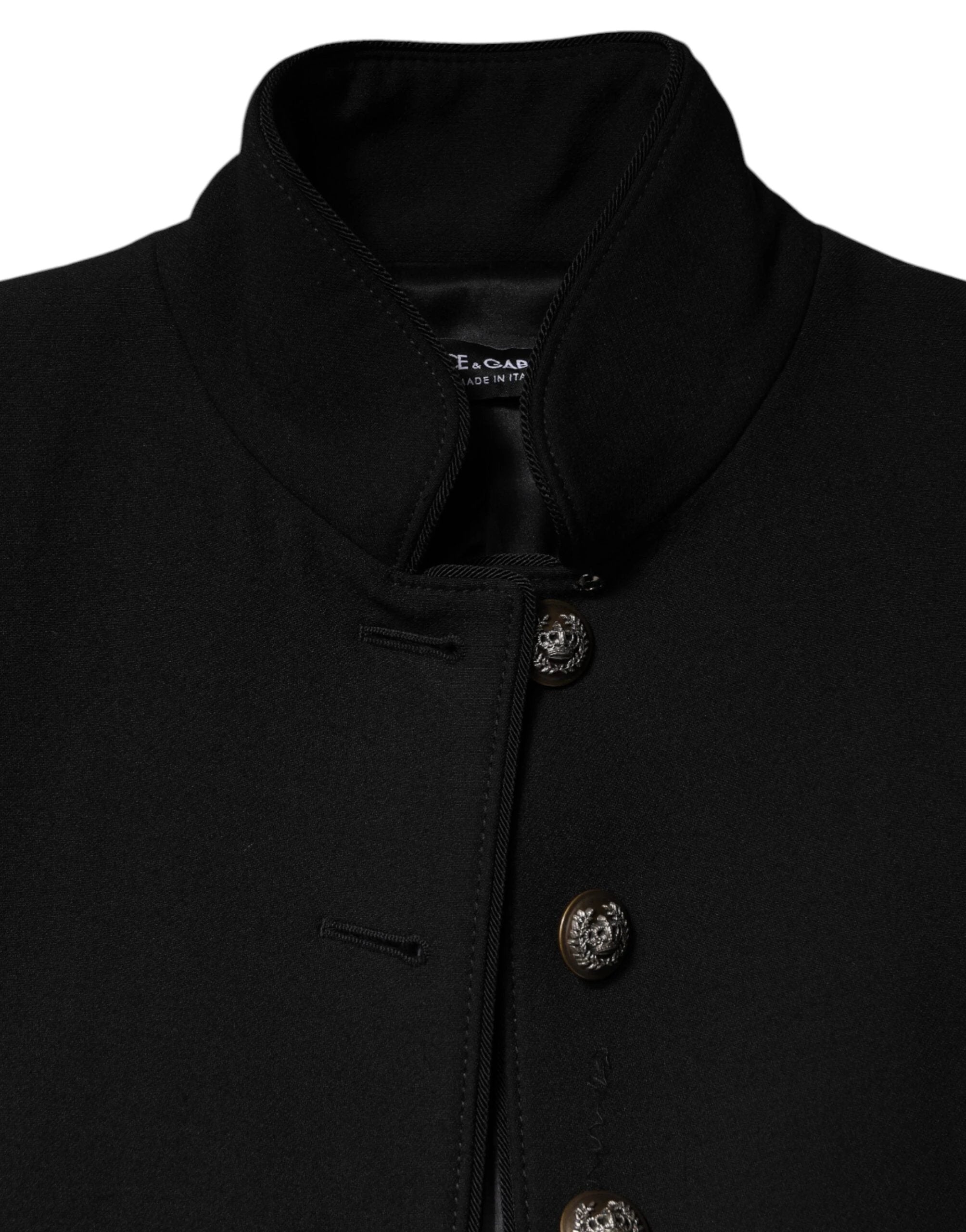 Dolce & Gabbana Black Wool Single Breasted Trench Coat Jacket by Dolce & Gabbana