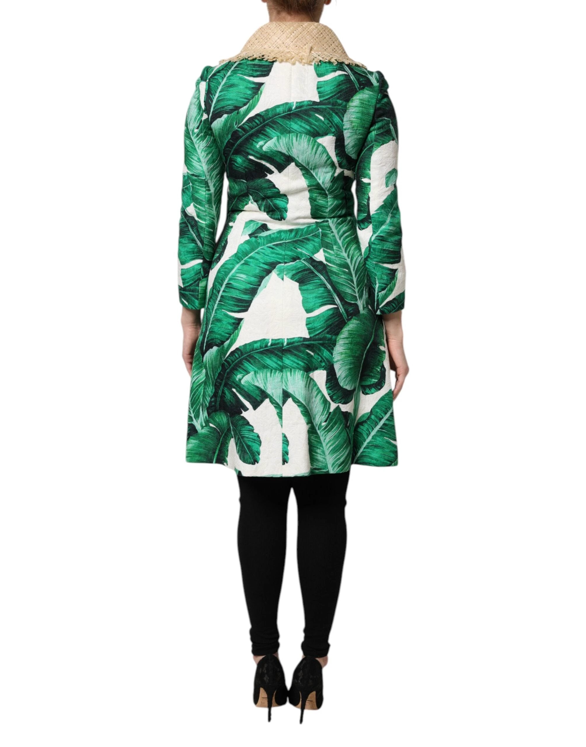 Dolce & Gabbana Multicolor Leaf Print Embellished Trenchcoat Jacket by Dolce & Gabbana