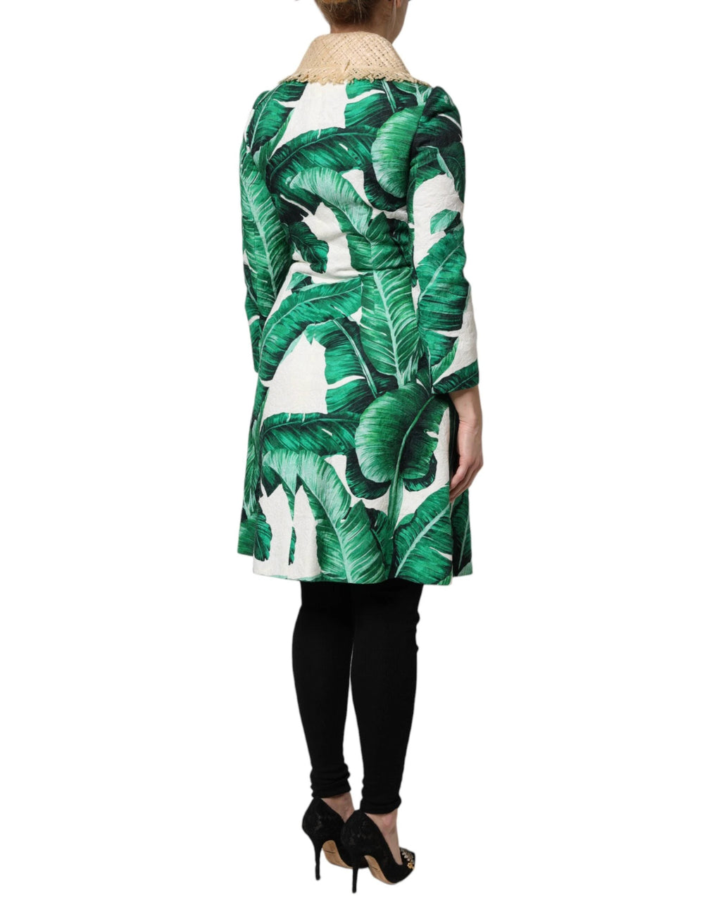 Dolce & Gabbana Multicolor Leaf Print Embellished Trenchcoat Jacket by Dolce & Gabbana