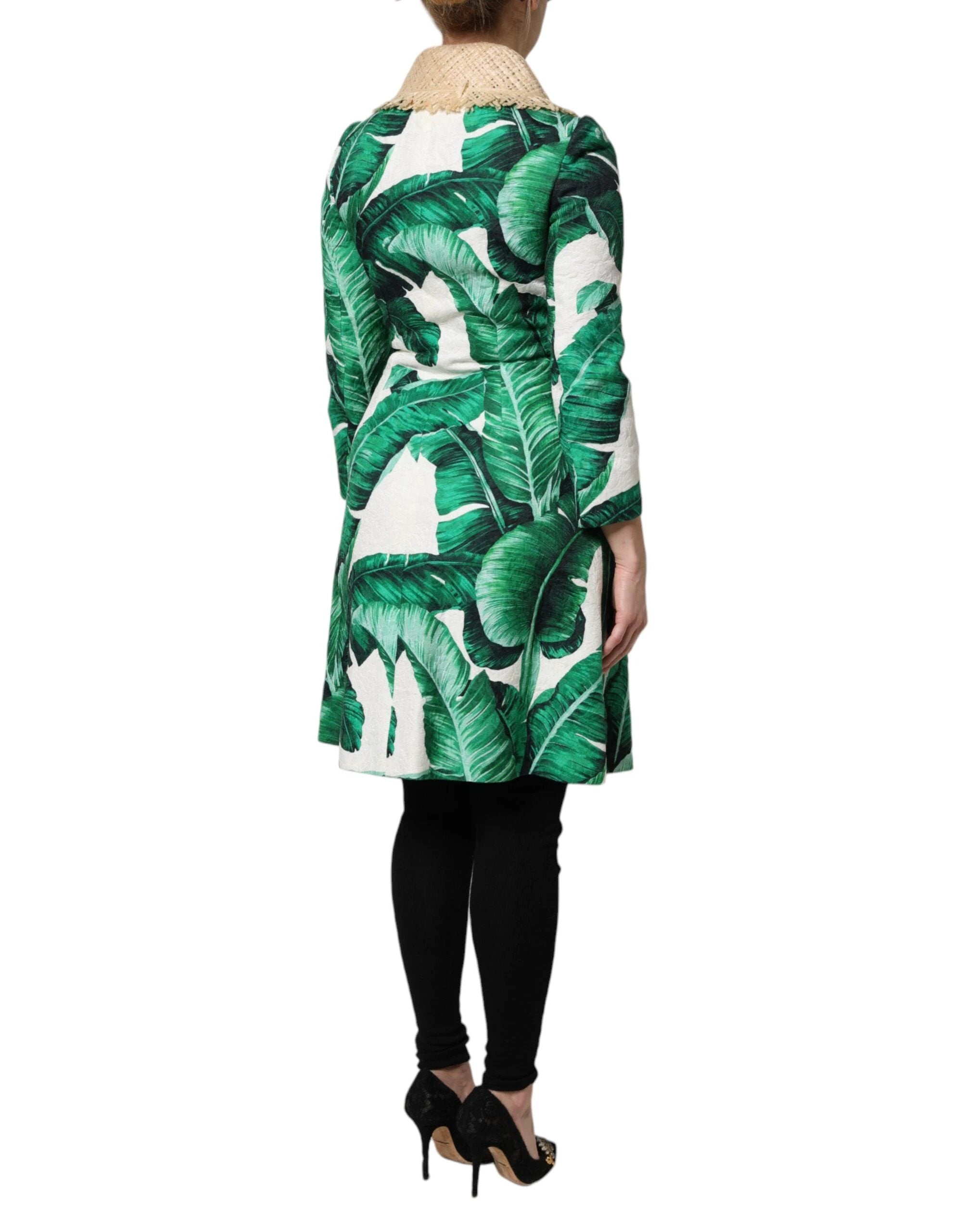 Dolce & Gabbana Multicolor Leaf Print Embellished Trenchcoat Jacket by Dolce & Gabbana