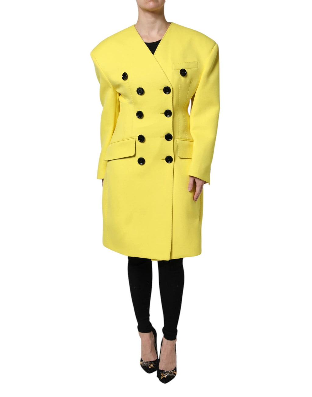 Dolce & Gabbana Yellow Double Breasted Trench Coat Jacket by Dolce & Gabbana