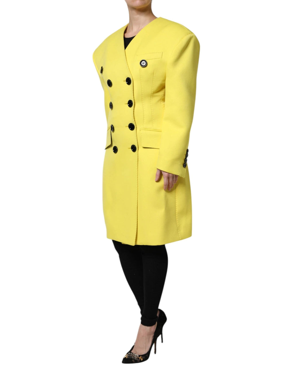Dolce & Gabbana Yellow Double Breasted Trench Coat Jacket by Dolce & Gabbana