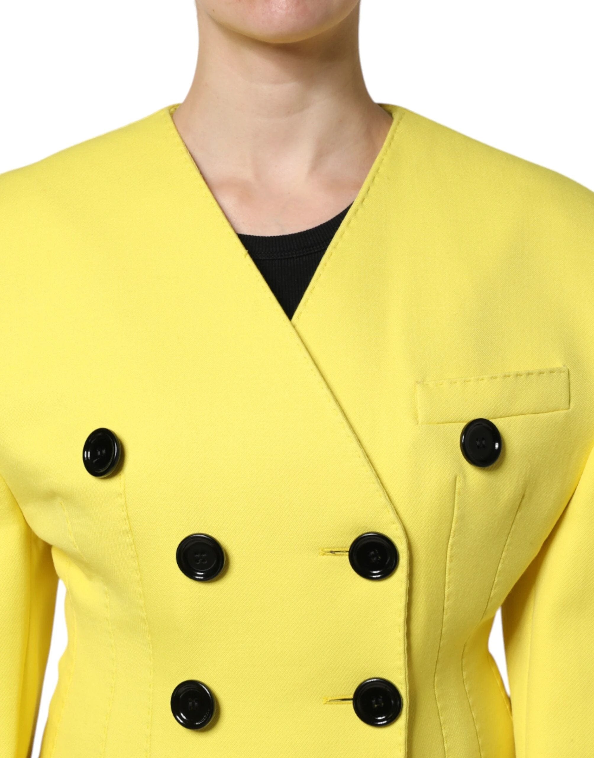 Dolce & Gabbana Yellow Double Breasted Trench Coat Jacket by Dolce & Gabbana