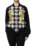 Dolce & Gabbana Black White Check Floral Button Down Jacket by Dolce & Gabbana
